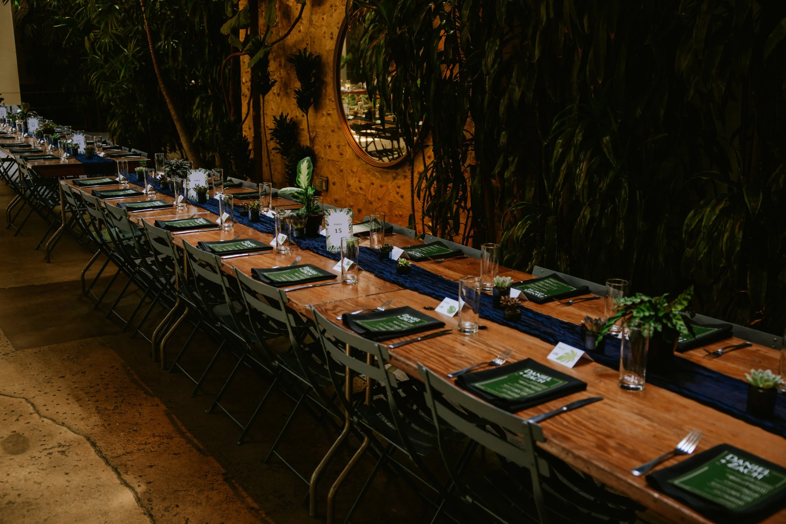 Different angle of long table detail shot