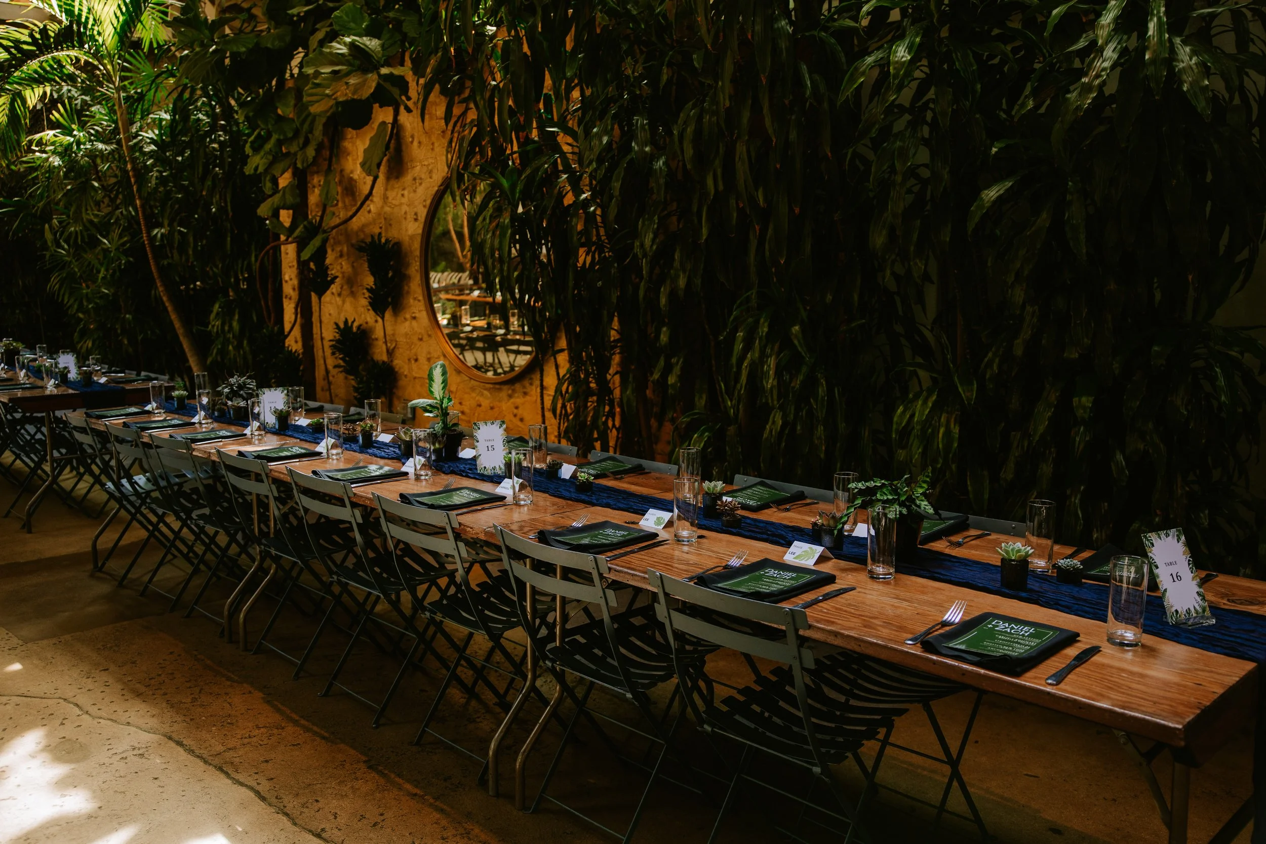 Long table photo of wedding reception decor at Millwick by Marvimon in DTLA