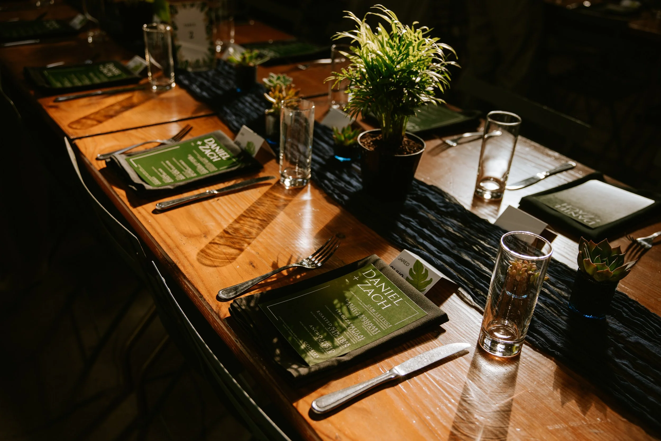Table close up showing menu and dramatic lighting at Millwick by Marvimon in DTLA