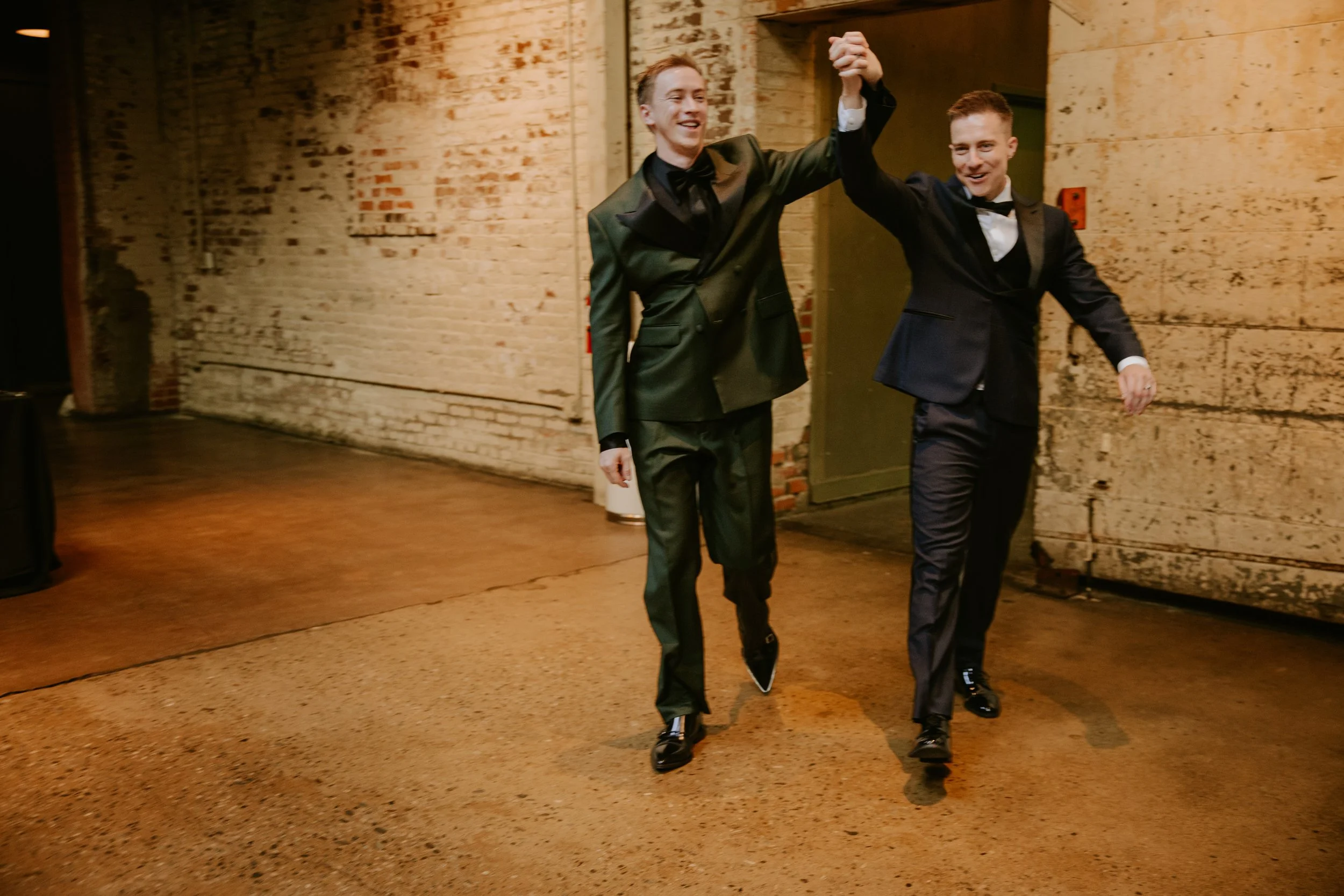 Wedding couple entering reception at Millwick in DTLA