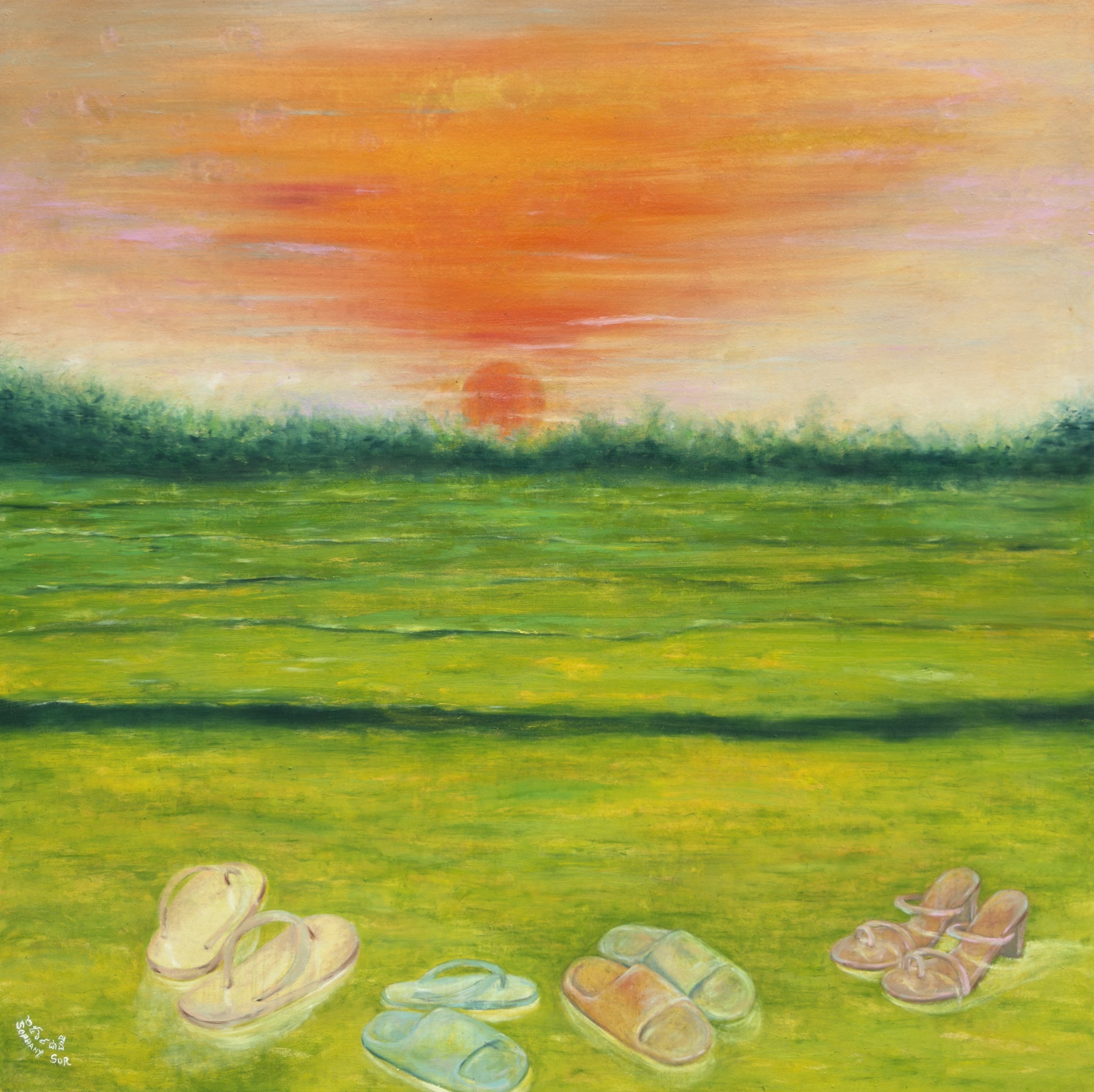 Sor Sophany (b.1989)
Echoes of Us, 2025
Oil on Canvas
90x90cm.