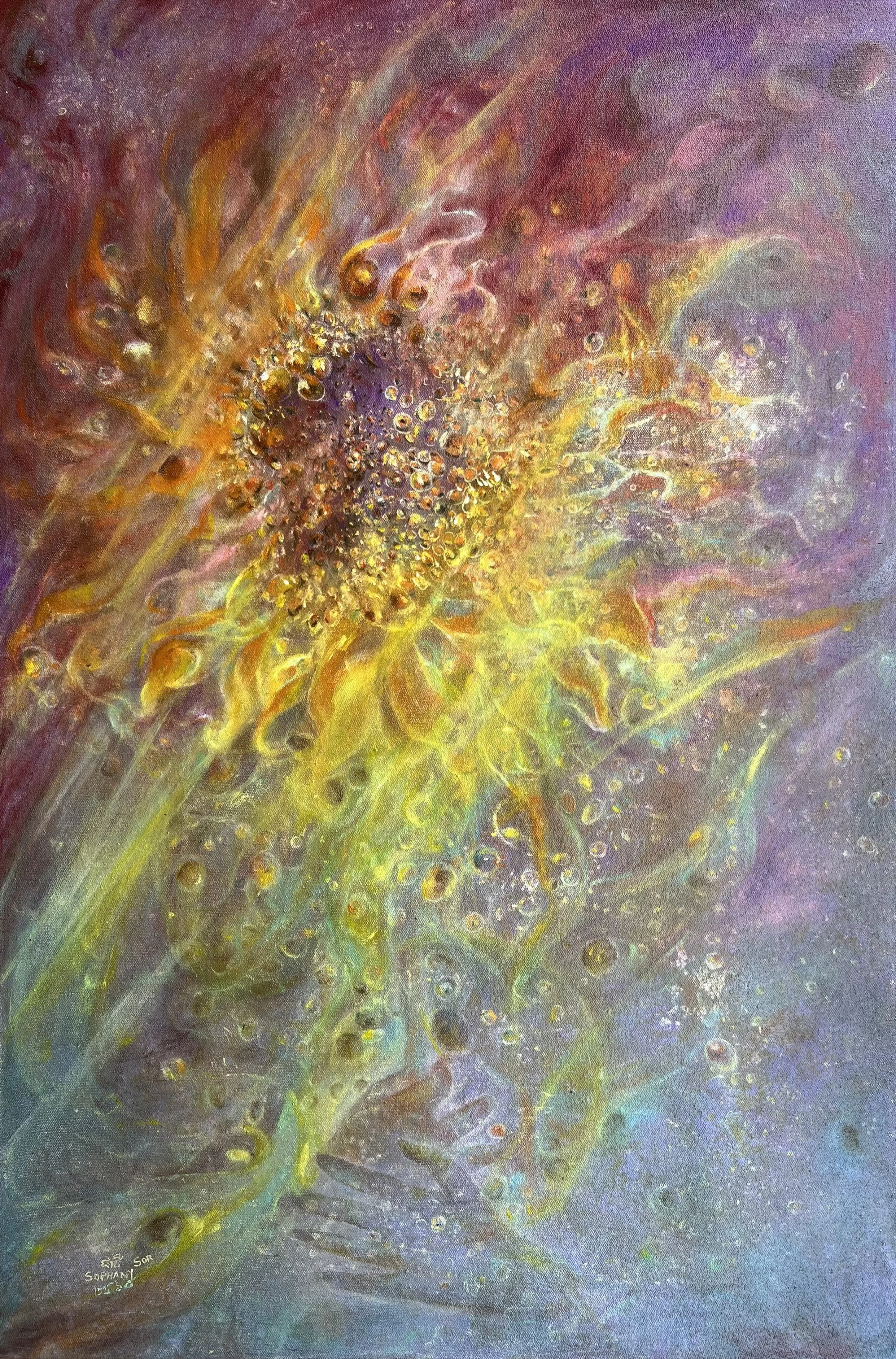 Sor Sophany, Tangible Bonds, 2025, Oil on Canvas, 62x91cm