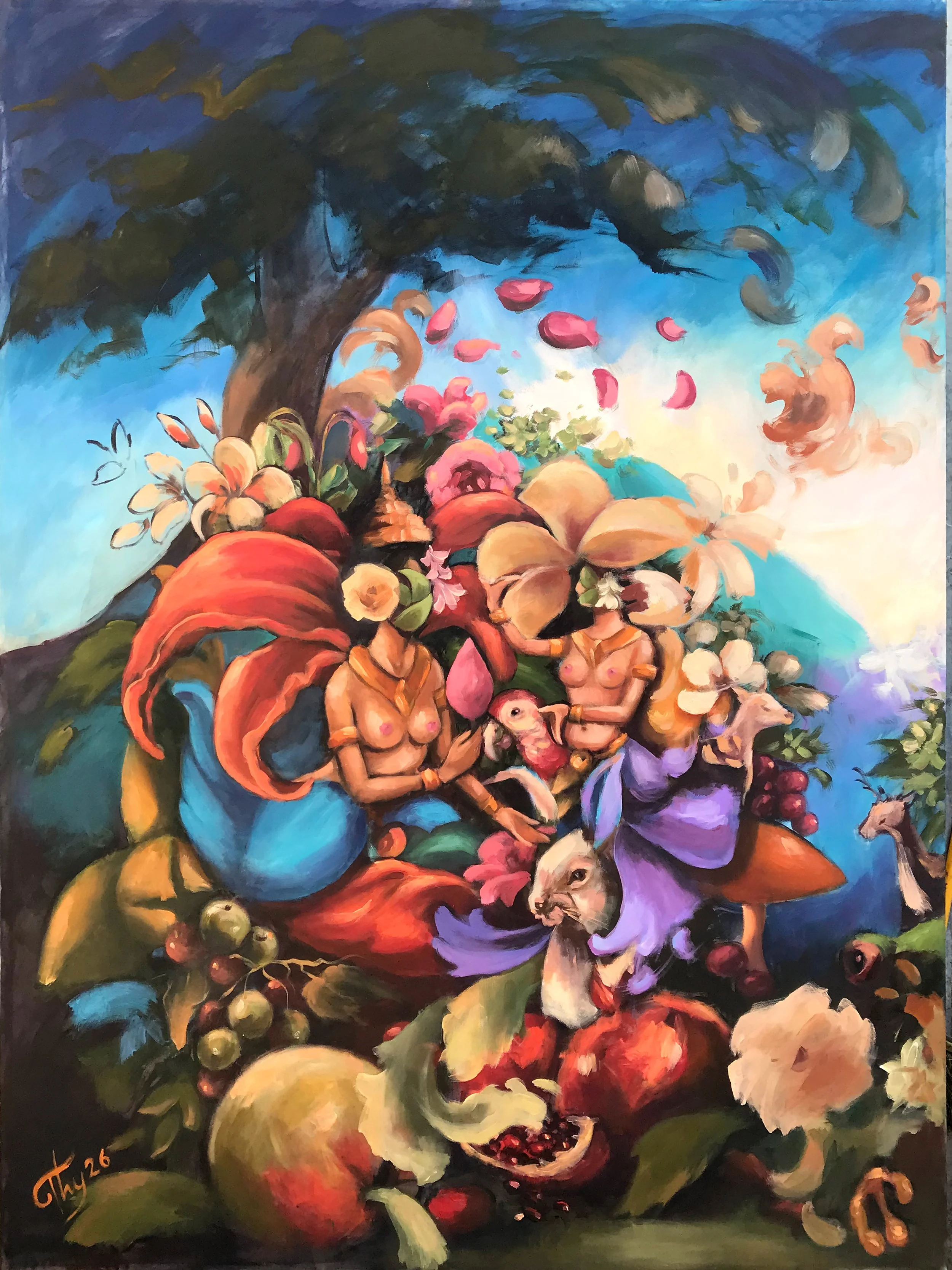 Rithy Heng 
Kannari in Spring, 2026 
Acrylic on Canvas  
130x180cm. 