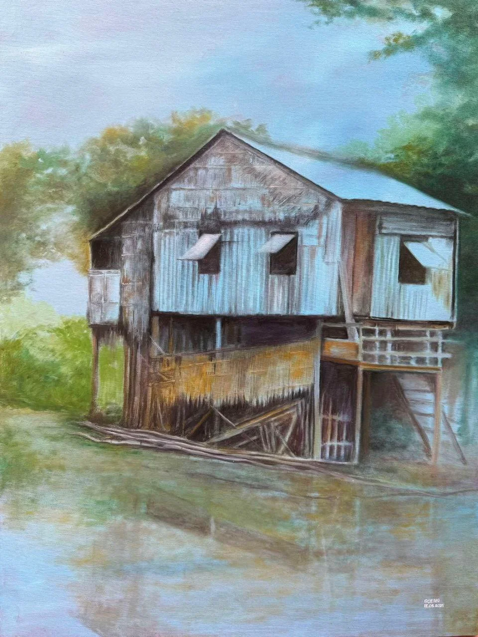 Set Soeng (b. 2001)
The Floating Area, 2025
Oil on Canvas
60x50cm.