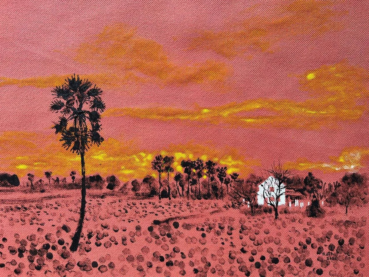 Sereyroth Chea  
ផ្ទះស White House, 2026 
Acrylic on canvas 
40x55cm. 