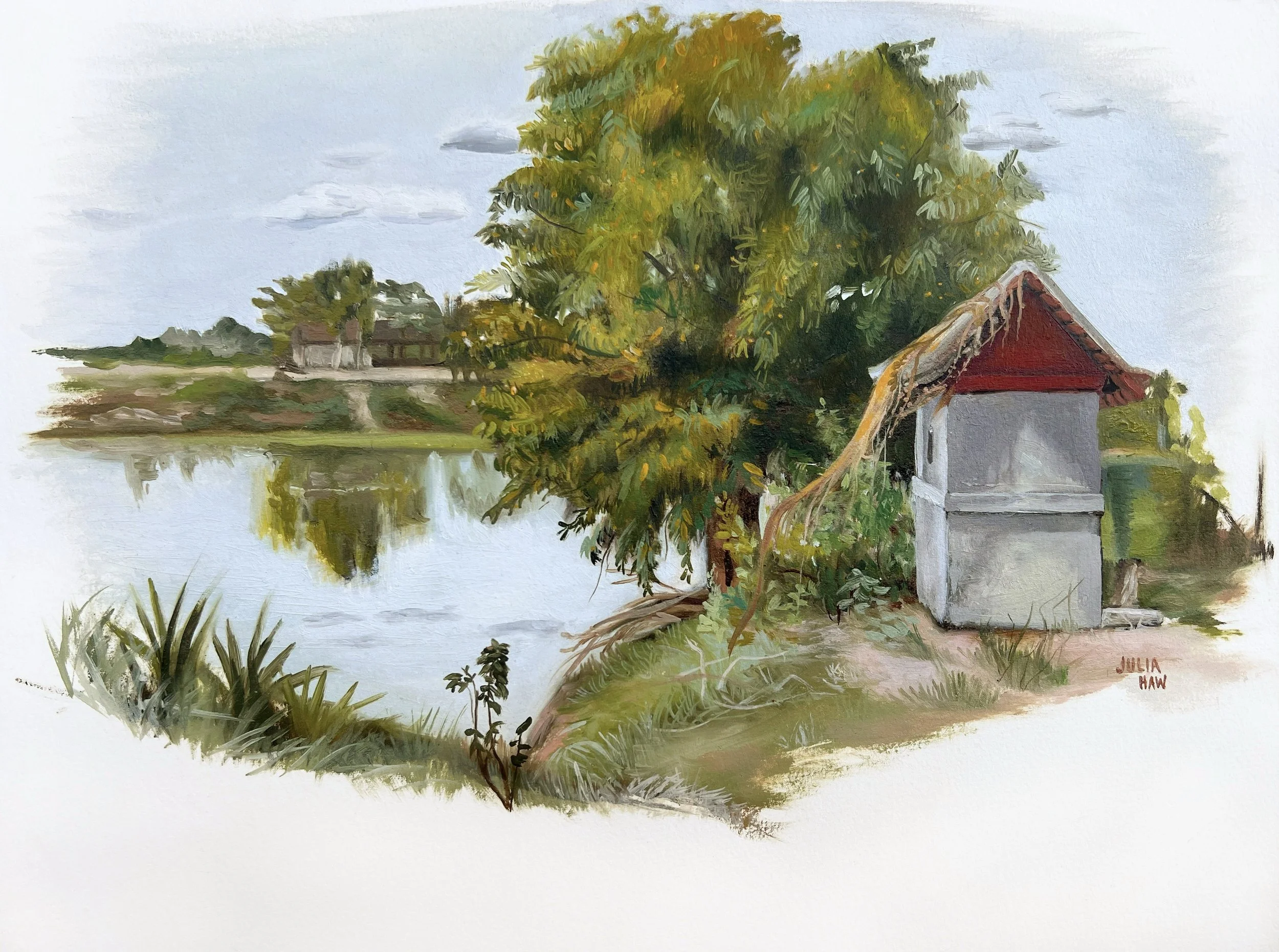 Julia Haw  
Neak Ta House, 2025 
Oil on Cotton Paper (painted plein air) 12x16in. 