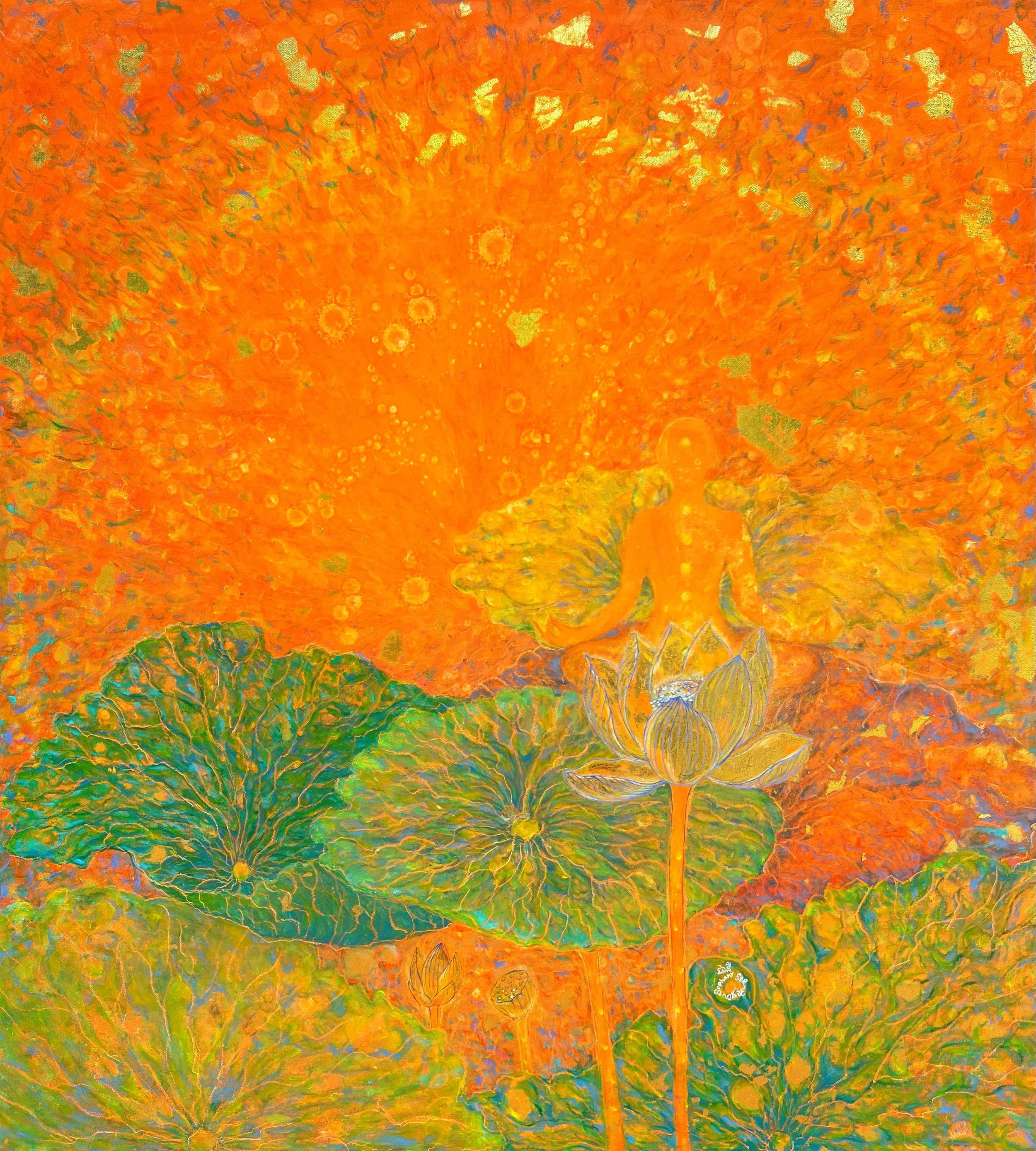 Sophany Sor,
The Sacred Garden Within, 2025,
Oil on Canvas,
100x80cm