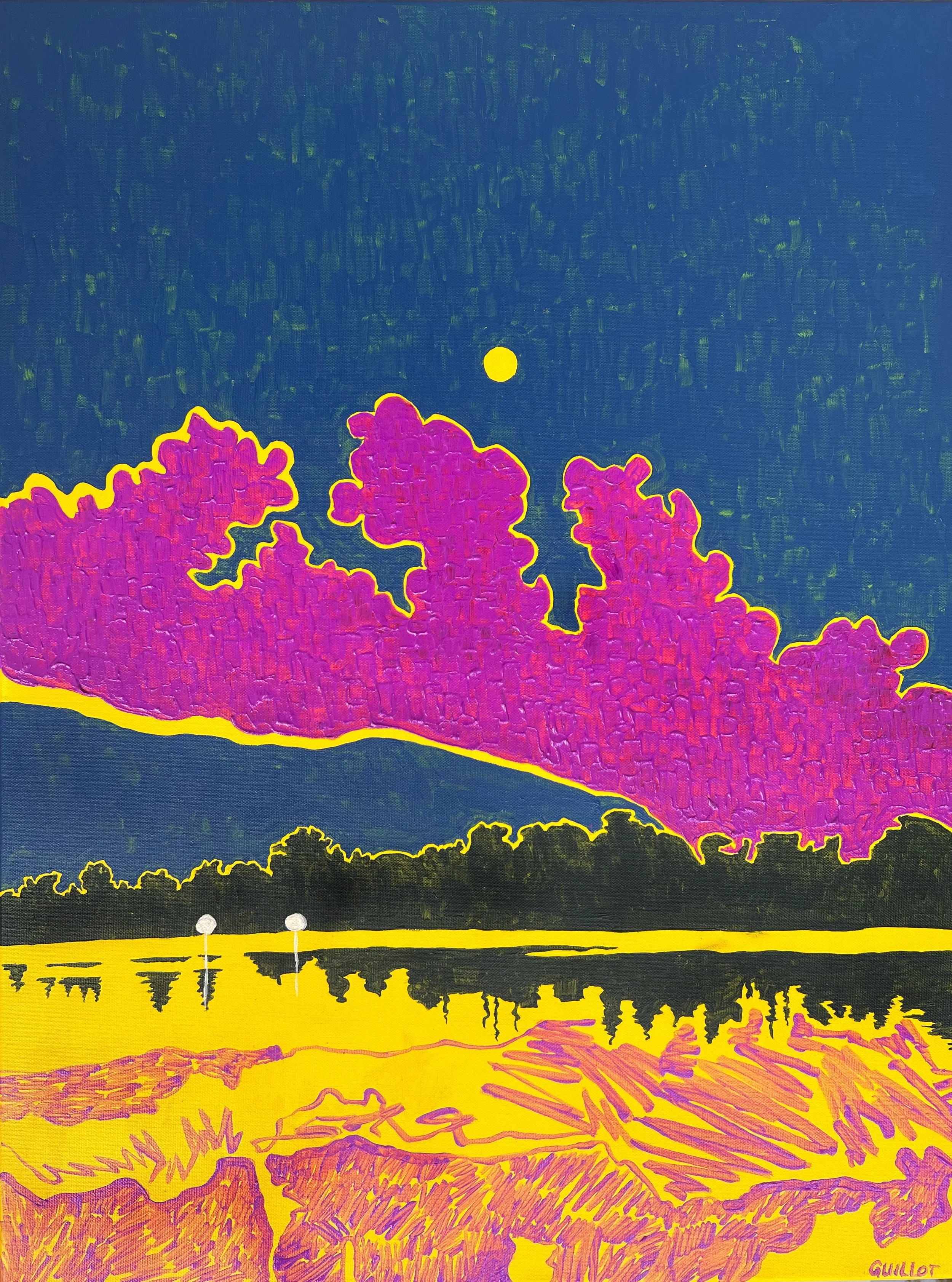 Viviane Guillot  
Moonrise Over Srah Sang, 2026 Acrylic on Canvas  
60x80cm.