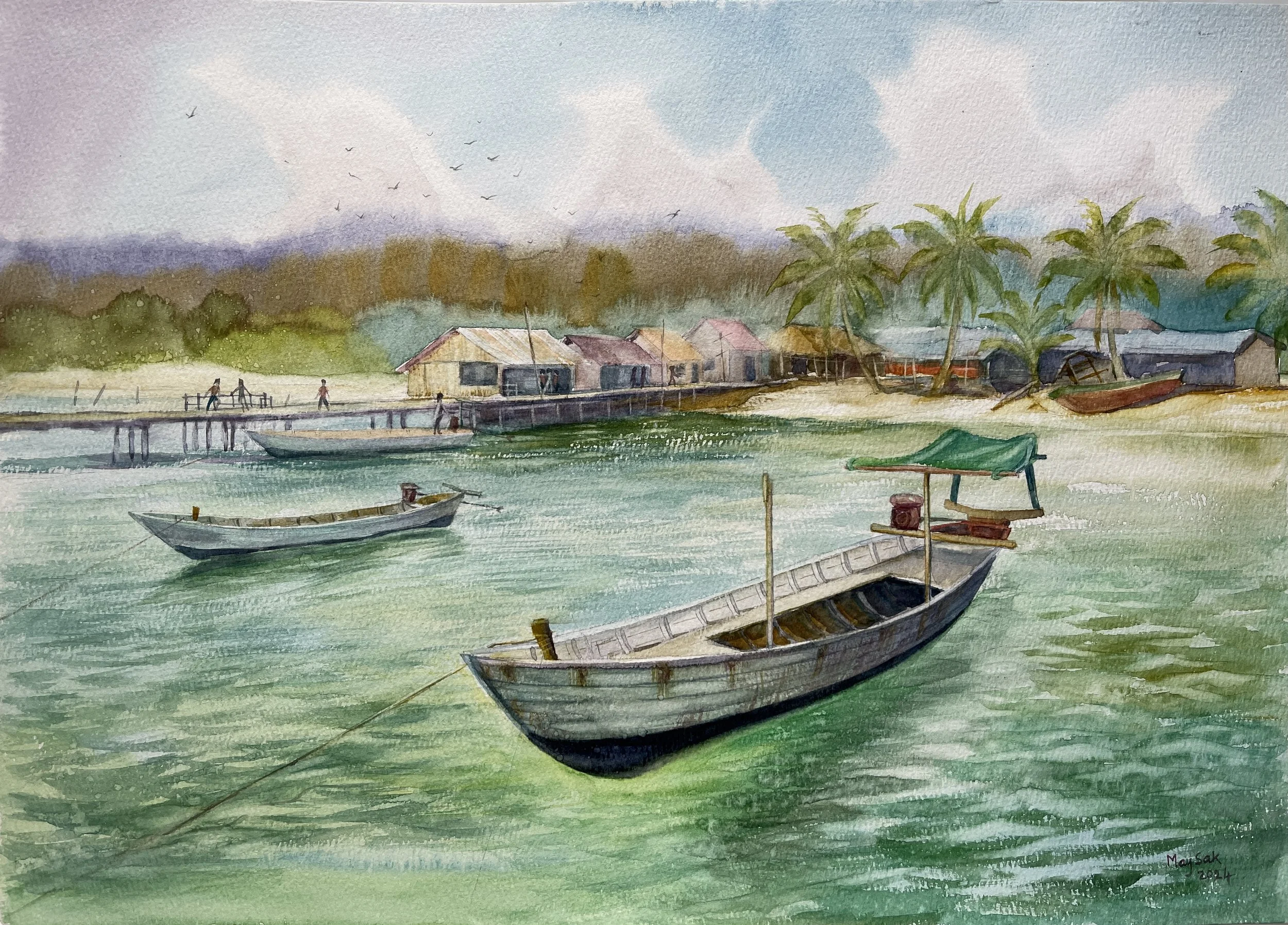 May Sak 
Holiday, 2024 
Watercolor on Paper 
28.5x40.5cm.  