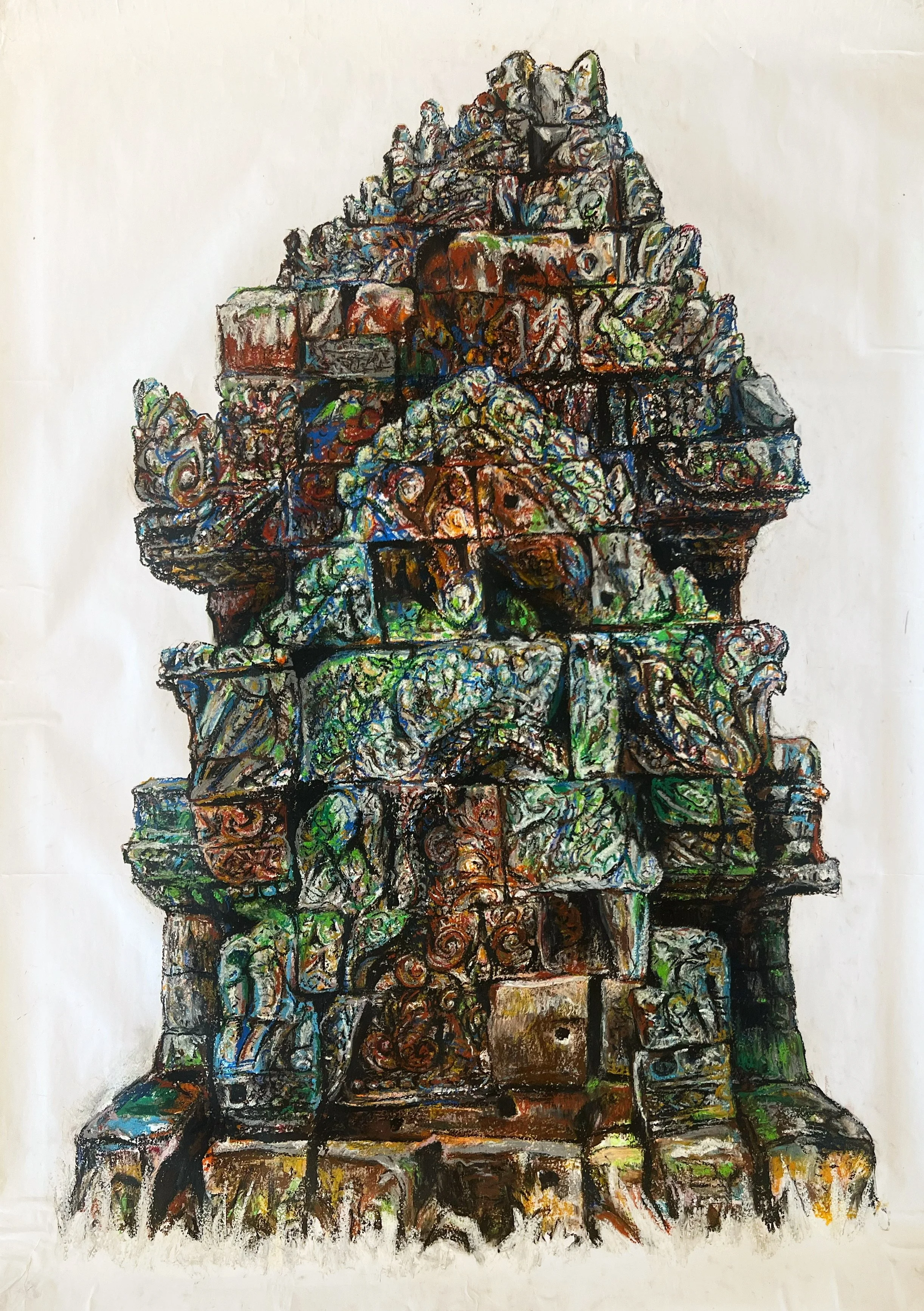 Ariel Mario Tudela (b. 1983)
Prasat Khleang Khang Cheung, 2024
Oil Pastel on Paper
79x109cm.