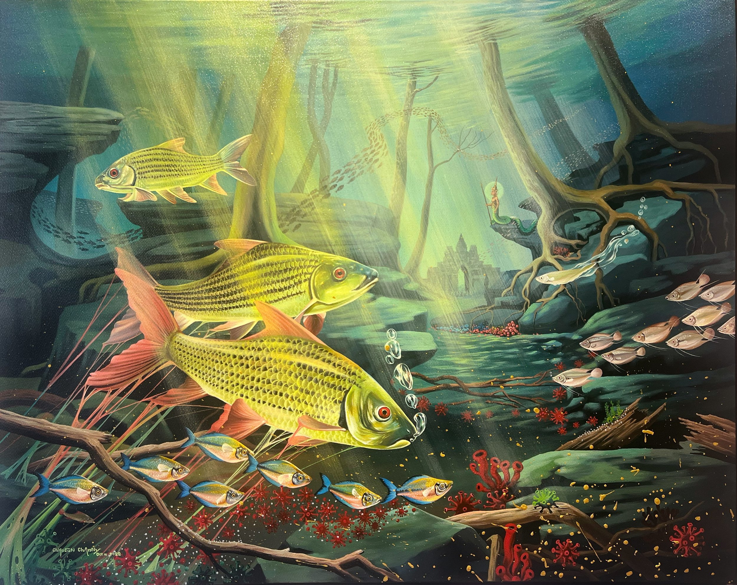 Channy Chhoeun (b. 1988)
The Next Day, 2022
Acrylic on Canvas
100x80cm.
2022