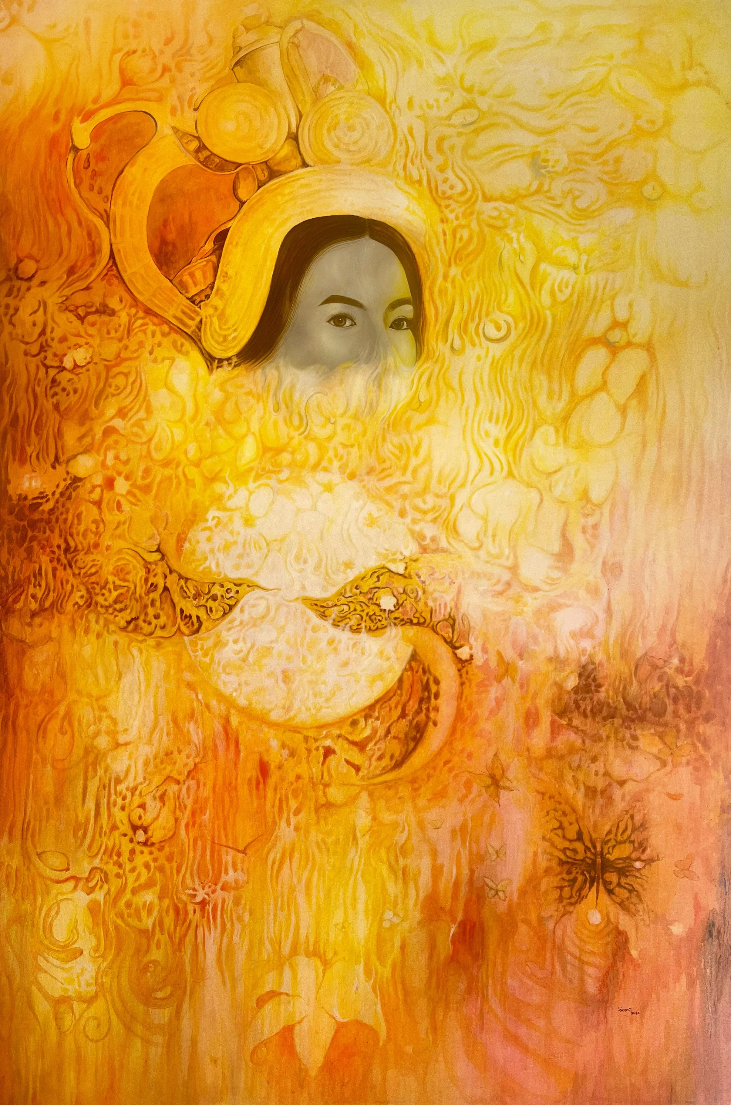 Set Soeng (b. 2001)
Burning Flowers, 2024
Oil on Canvas
100x150cm.