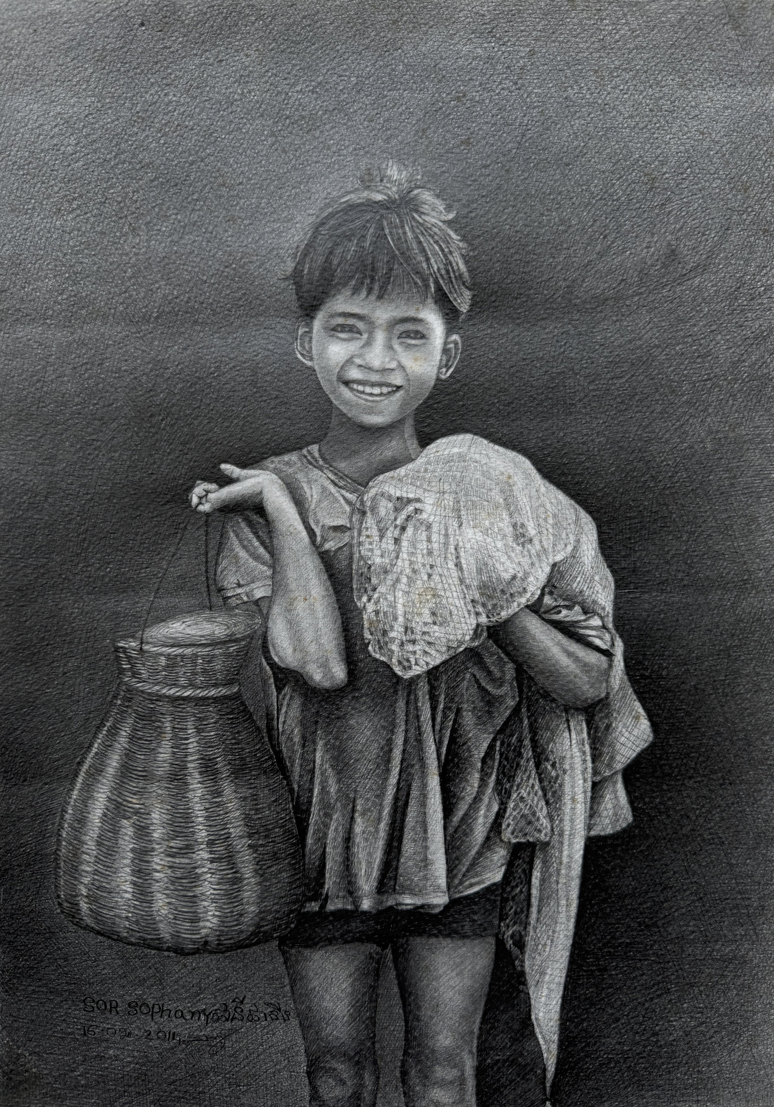 Sor Sophany, Village Youth, 2011, Graphite on Paper, 24x32cm