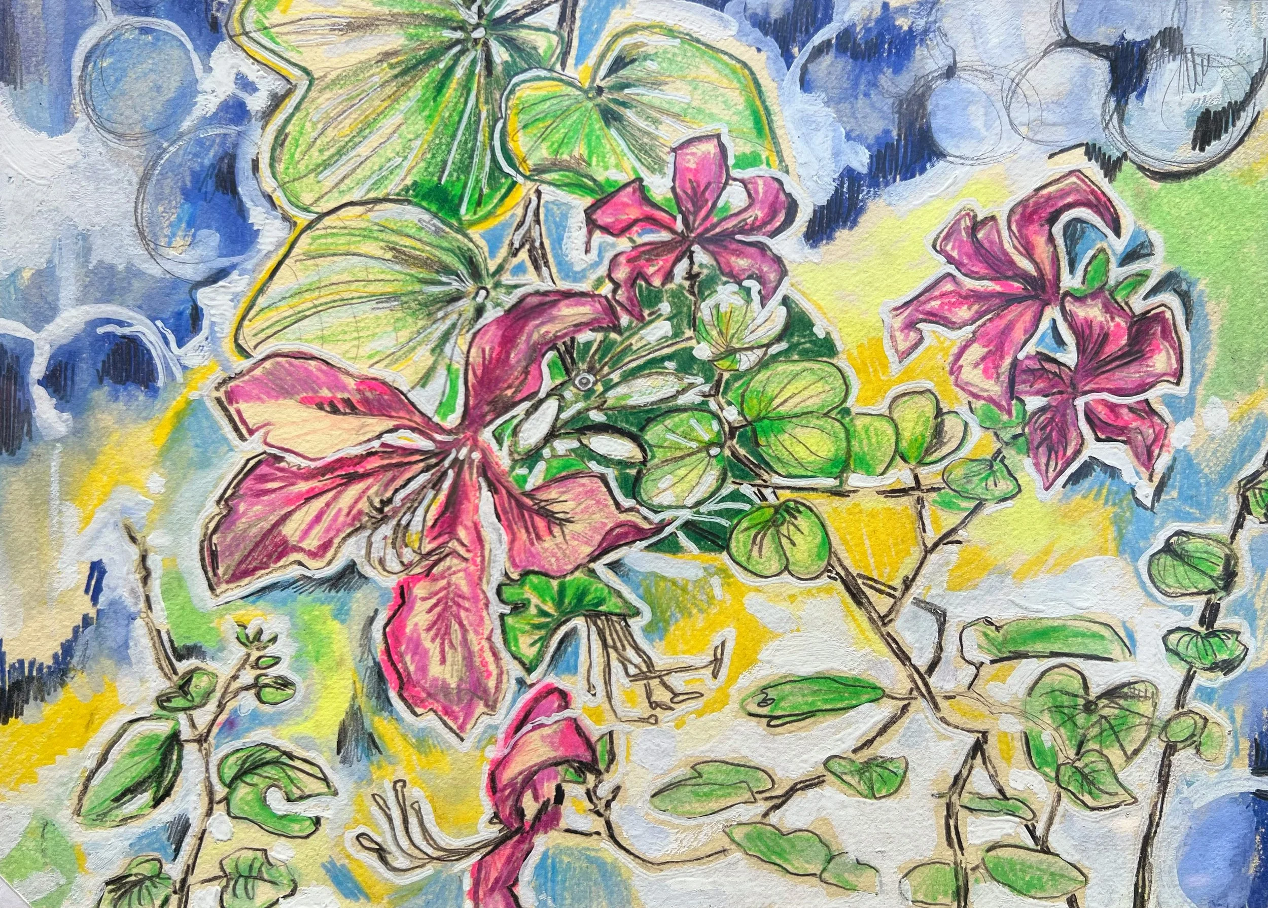 Ross Harris  
Hong Kong Orchid, 2023 
Watercolor, Watercolor Pencil, Graphite and Correction Pen  
21x29cm.  
