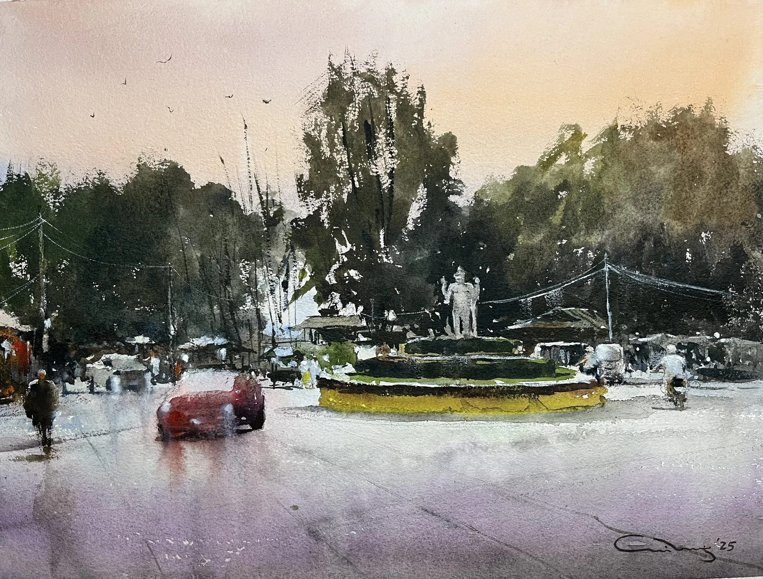 Art Foo
Vishnu Circle Siem Reap, 2025  Watercolor 
30x40cm. 