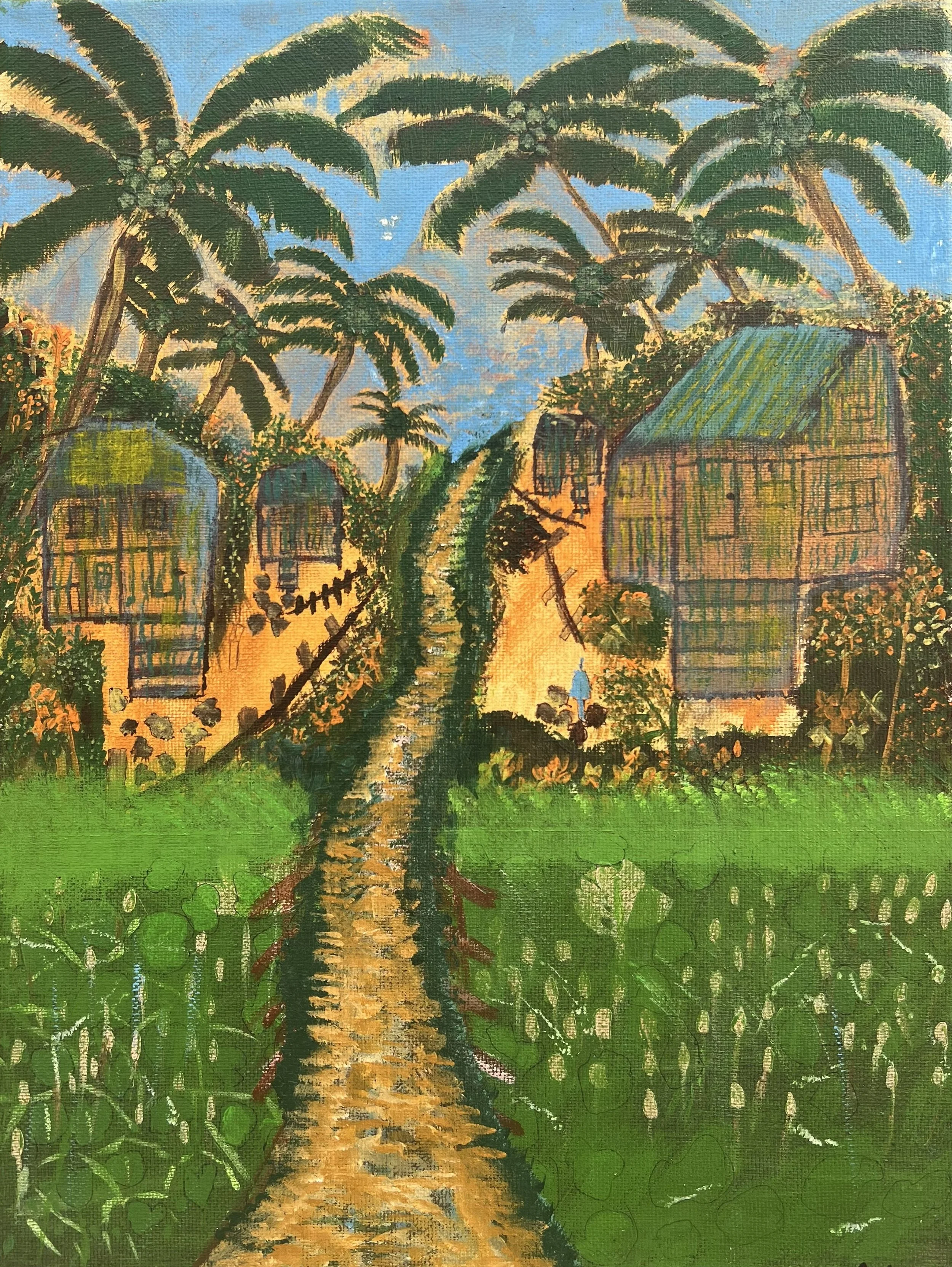Seyha Chhean,
Prey Veng at Sunset, 2026
Acrylic on Canvas
30x45cm.