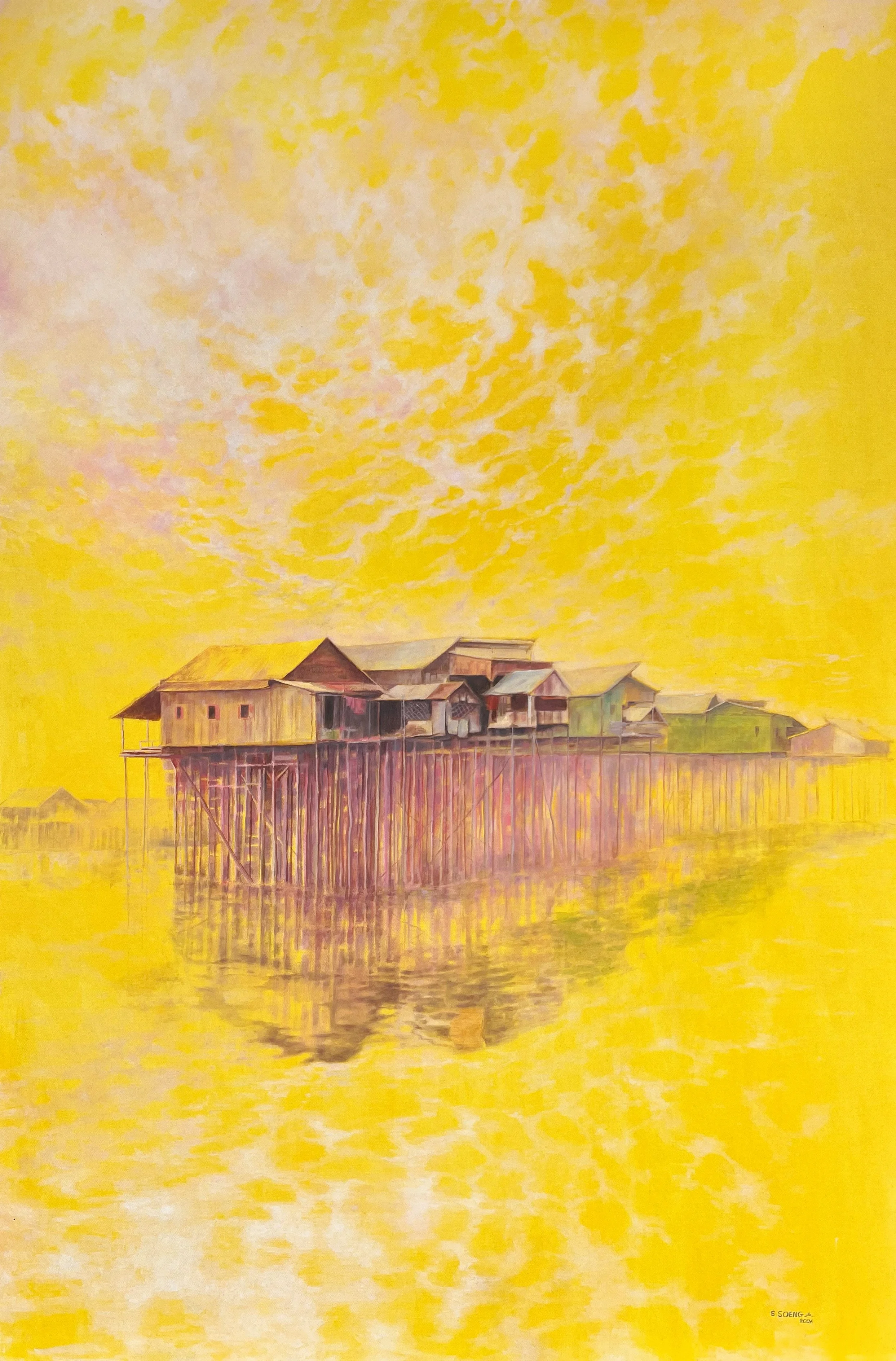 Set Soeng,
Echoes Held by Stilts, 2025,
Oil on Canvas,
80x120cm