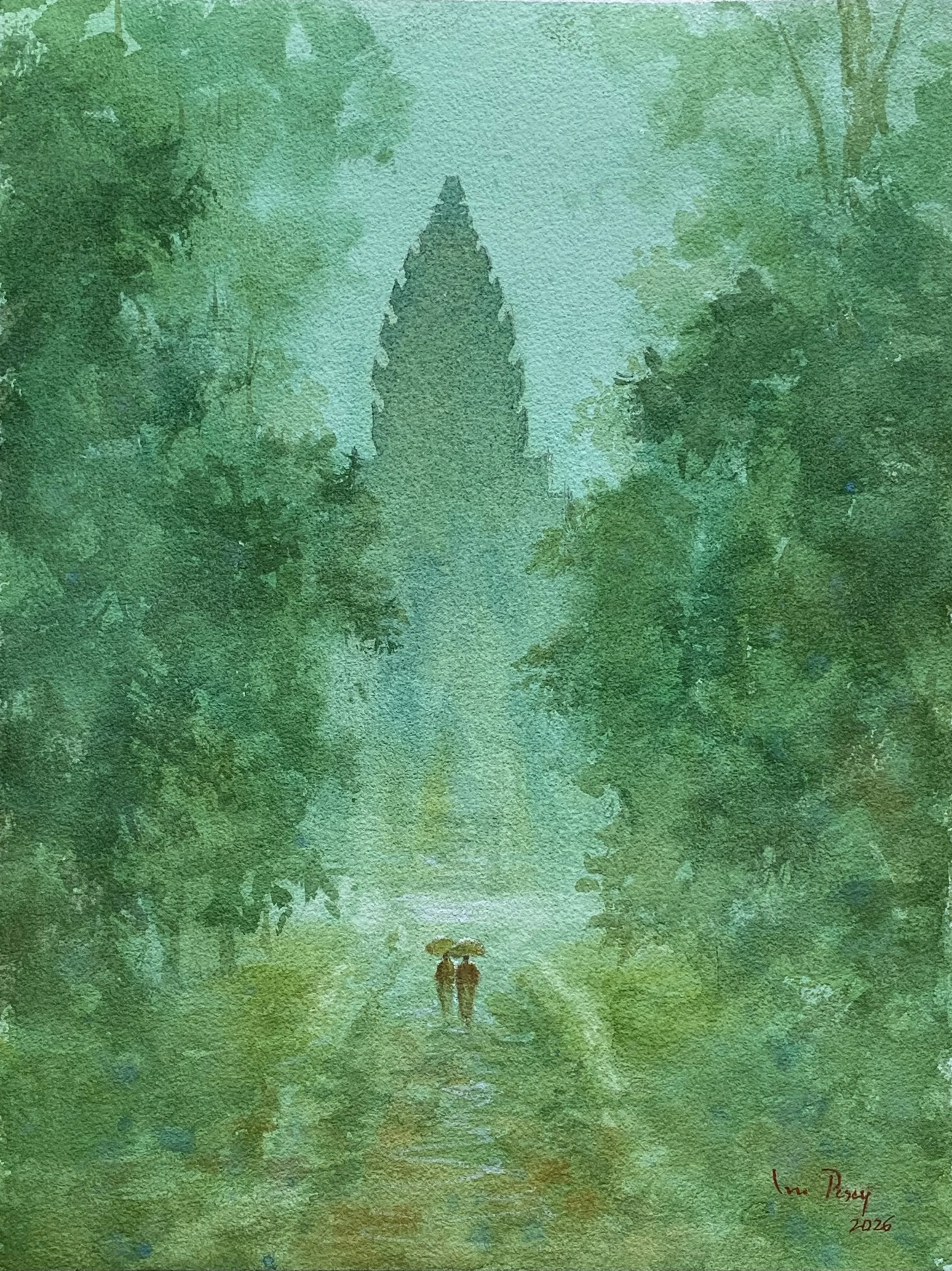 Im Pesey 
Path to Angkor, 2026 
Watercolor on Paper 
30x40cm. 