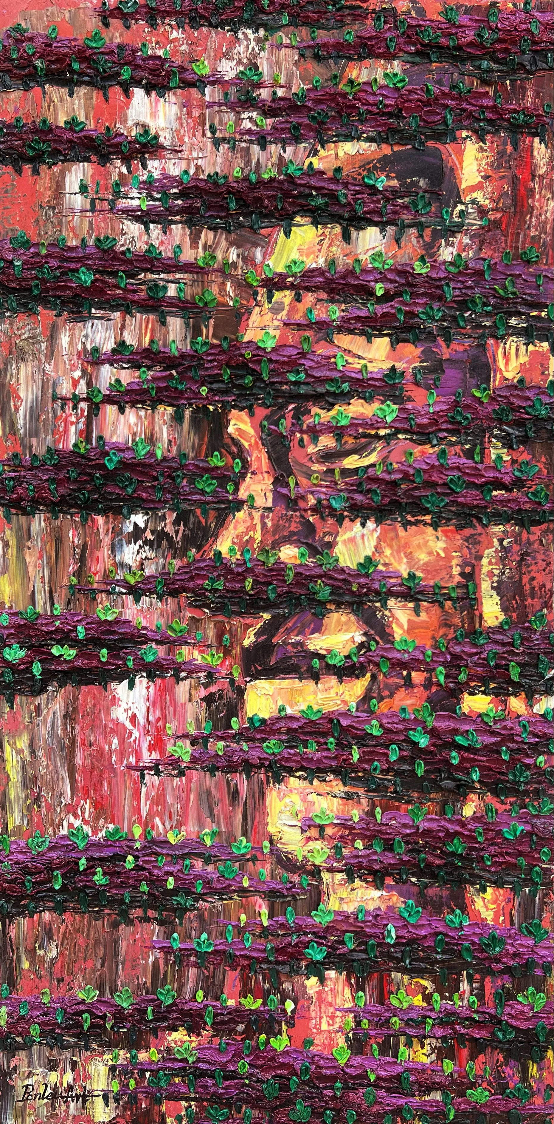 Ponleu Prom,
Smiling To My Future, 2025,
Oil on Canvas,
50x100cm,