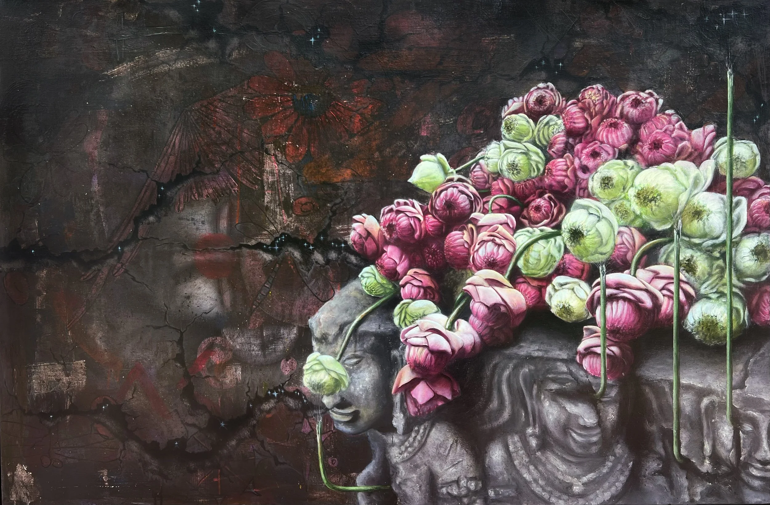 Zak Houes,
Beautiful Prayer, 2025,
Oil on Canvas,
150x100cm