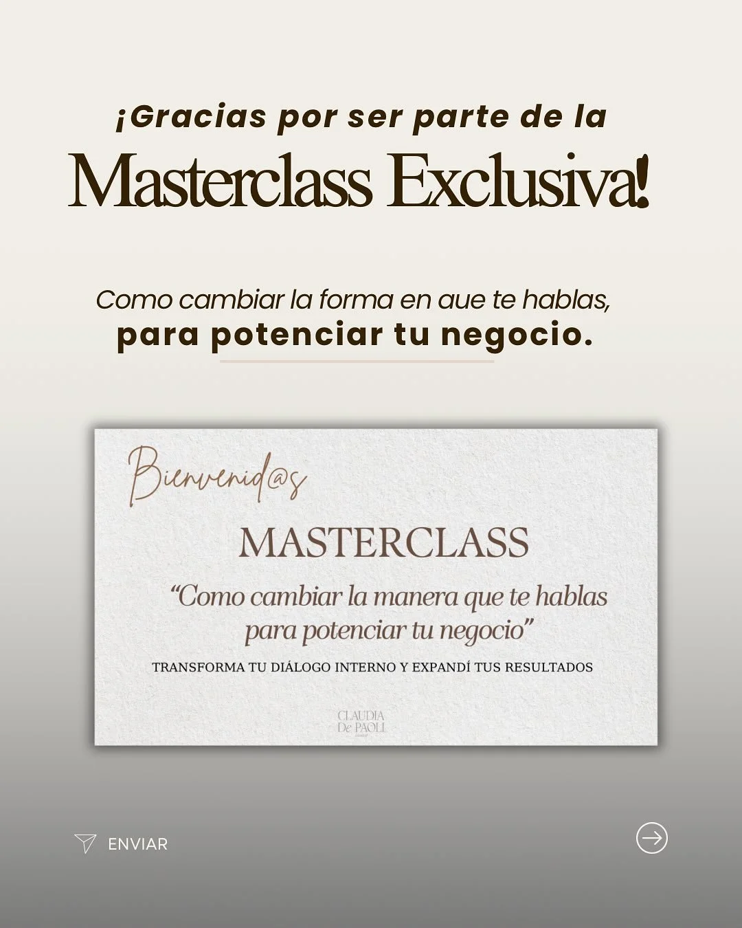 La Masterclass: C&oacute;mo cambiar la forma en que te hablas, para potenciar tu negocio. &iexcl;Fue todo un &eacute;xito! ✨

Gracias a todas las personas que fueron parte 🫶🏼 porque no se trata solo participar, es elegir hacer algo diferente.

Un l