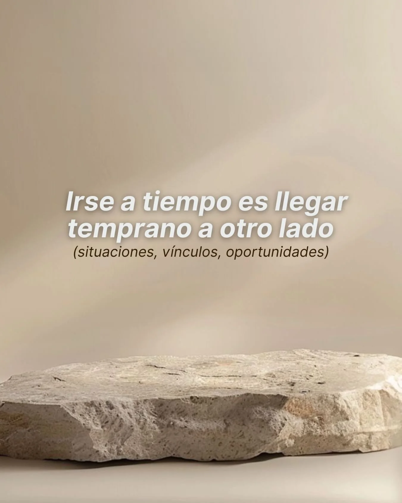 A veces soltar no es perder, es abrir espacio para lo que s&iacute; te elige, s&iacute; te suma y s&iacute; te impulsa.

Irse a tiempo tambi&eacute;n es un acto de amor propio. 

Siempre conf&iacute;a en que cuando cerr&aacute;s una puerta a concienc