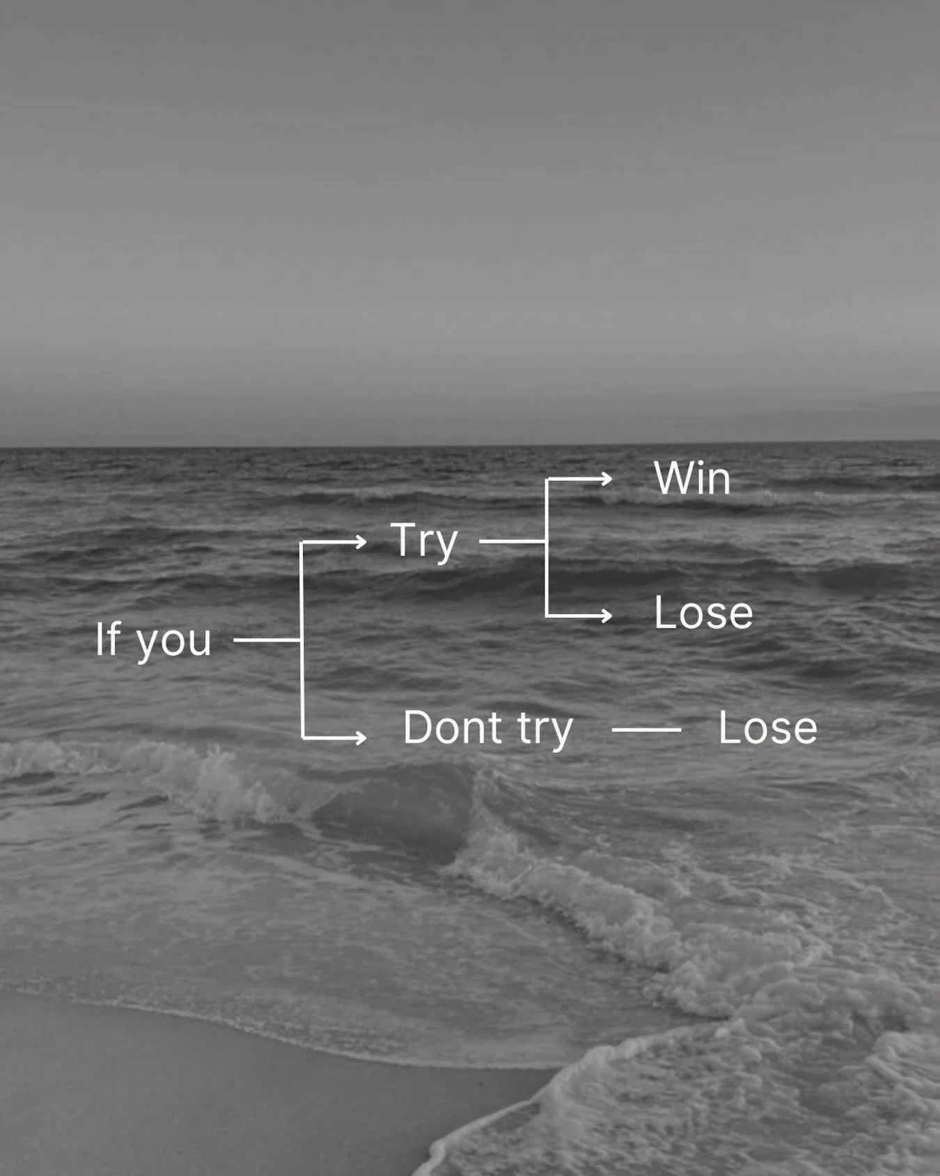 &iquest;Te das cuenta de que hay una sola opci&oacute;n que te garantiza perder? 

No es &ldquo;fallar&rdquo;. Es no intentarlo.

Porque cuando intent&aacute;s, pueden pasar dos cosas: gan&aacute;s o aprend&eacute;s (y eso tambi&eacute;n suma). Pero 