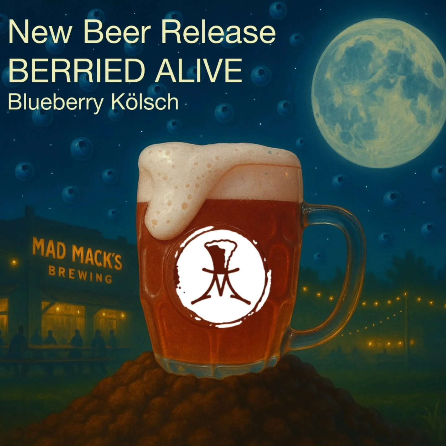 Dig into our newest release: Berried Alive

&nbsp;Our Blueberry Kolsch (4.6% ABV) is crisp, refreshing, and infused with loads of blueberries, giving it a subtle fruit forward twist without overpowering the classic clean malt profile.&nbsp; A lovely 