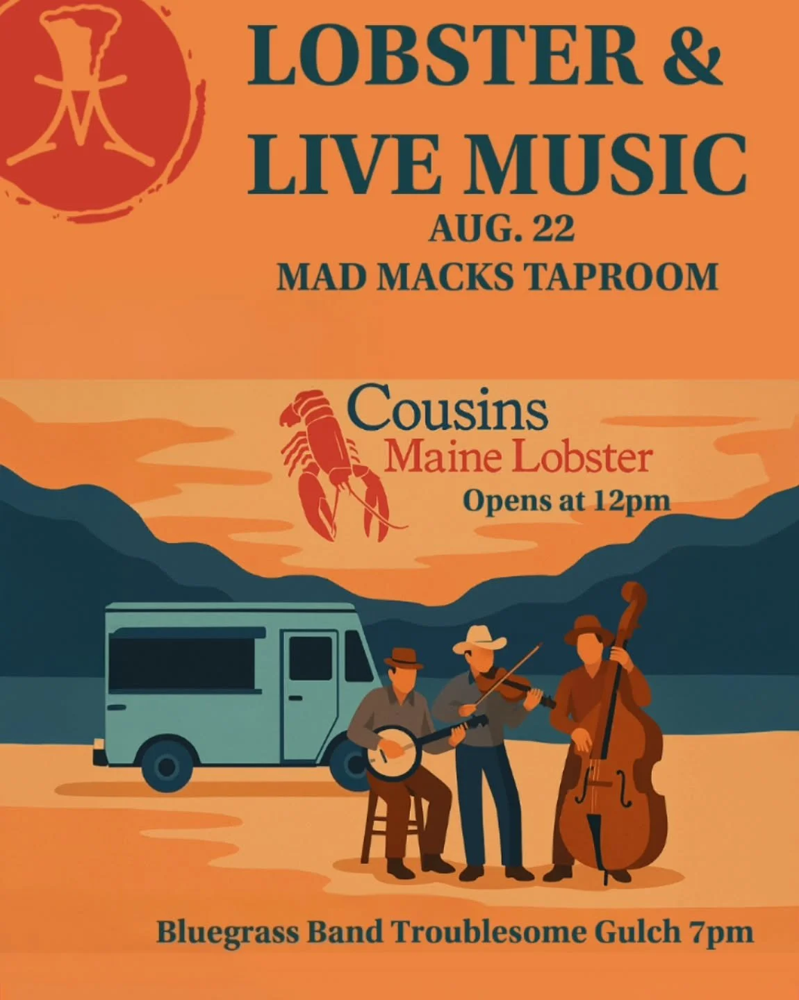 Don't miss @cousinsmainelobster food truck this Friday (service starts at 12) and live music from bluegrass band @troublesomegulch (starting at 7pm)

CRAFT BEER, LOBSTER &amp; LIVE MUSIC 

What could be better?!

#MadMacksBrewing #CousinsMaineLobster