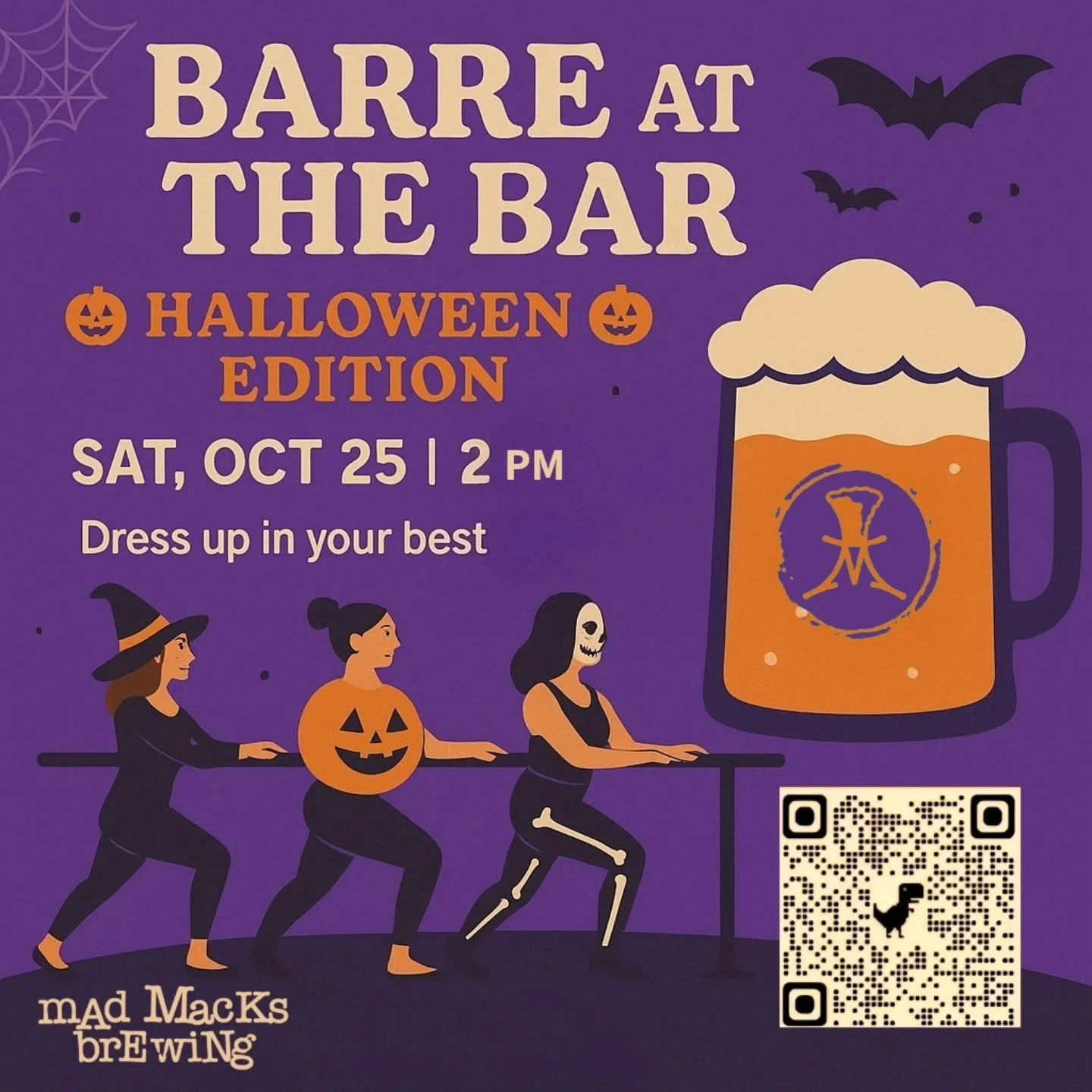 Work-up a sweat with our monthly Barre at the Bar excercise class and cool off with a beer. On Oct. 25 at 2pm you're encouraged to dress up in your Halloween finest!

Sign-up today! Link below
$15 for guided workout and beer, and all you'll need to b