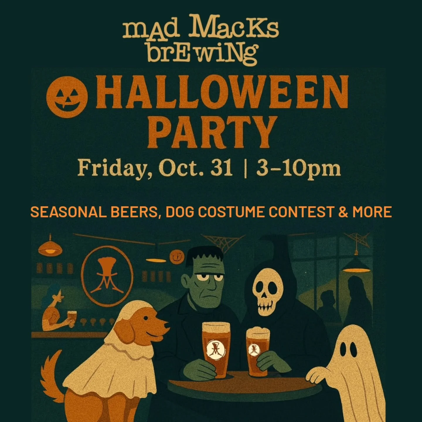 It&rsquo;s the most boo-tiful time of year!
Come celebrate Halloween with your Mad Macks crew 🎃

Expect seasonal beers, a dog costume contest, and a taproom full of treats.

Friday, Oct. 31 | 3&ndash;10pm

#HalloweenAtMadMacks #SpookySeason #BooCrew