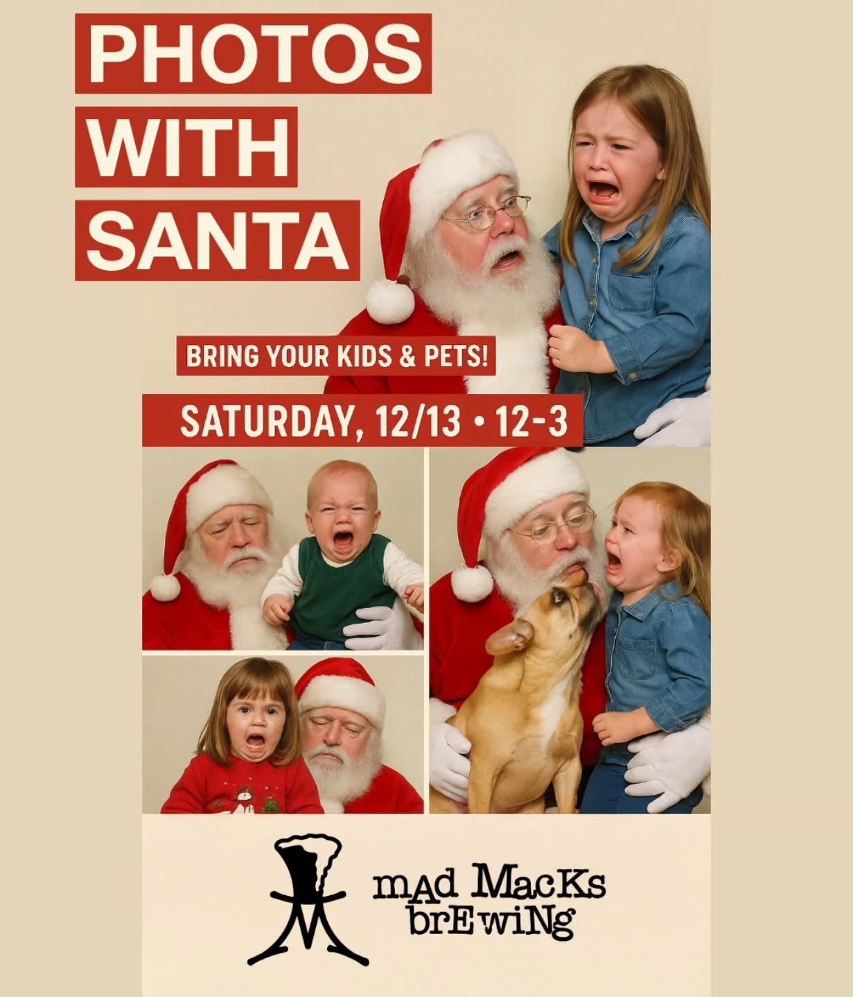 Sat 12/13 AWKWARD PHOTOS WITH SANTA!

Bring your kids, pets, or both for the most hilariously unforgettable Santa photos of the season!


Come to our Holiday Craft Fair this
Saturday, 12/13 starting at 11 AM and take photos with Santa
from 12 PM to 