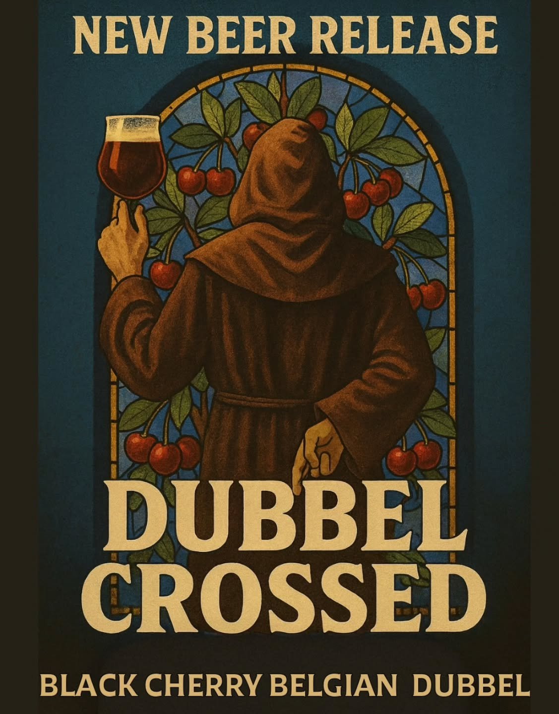 Today we are releasing the next iteration of the Belgian Dubbel.  The one and only Dubbel Crossed Cherry.  This 6.8% Belgian Dubbel is absolutely packed with flavor.  You get all the notes of our Dubbel such as plum, raisin, with hints of clove.  BUT
