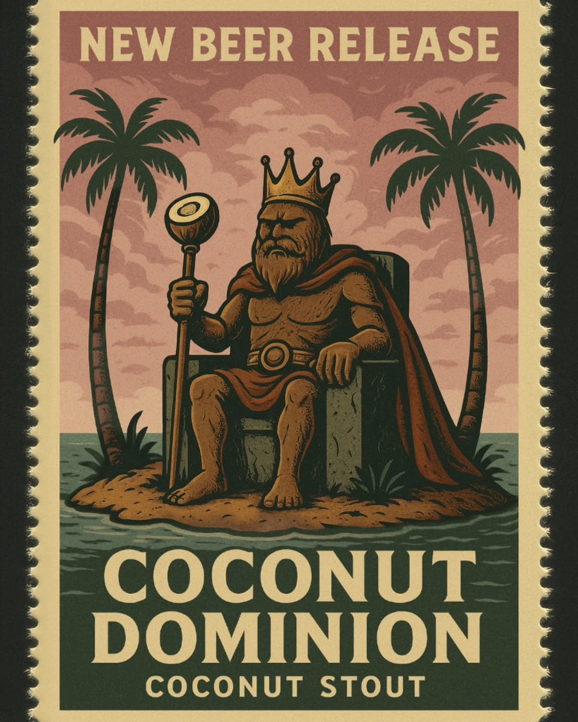 NEW BEER RELEASE: Coconut Dominion (5.6% ABV) Coconut Vanilla Porter

Smooth, dark, and deceptively easy to drink, this porter layers classic roasted malt character with indulgent tropical warmth. Rich notes of cocoa and coffee form the backbone, whi