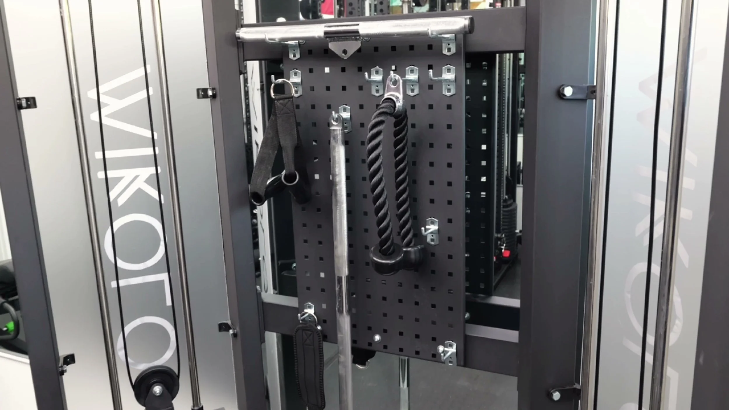 square hole pegboard area holding cable attachments on mikolo falcon frame