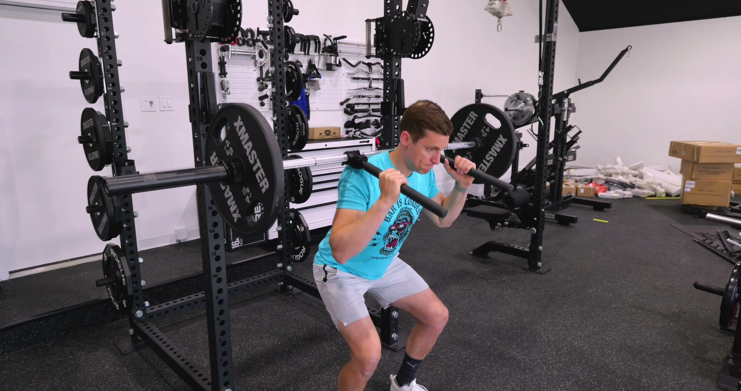 GymPin handles attached to a Smith machine bar