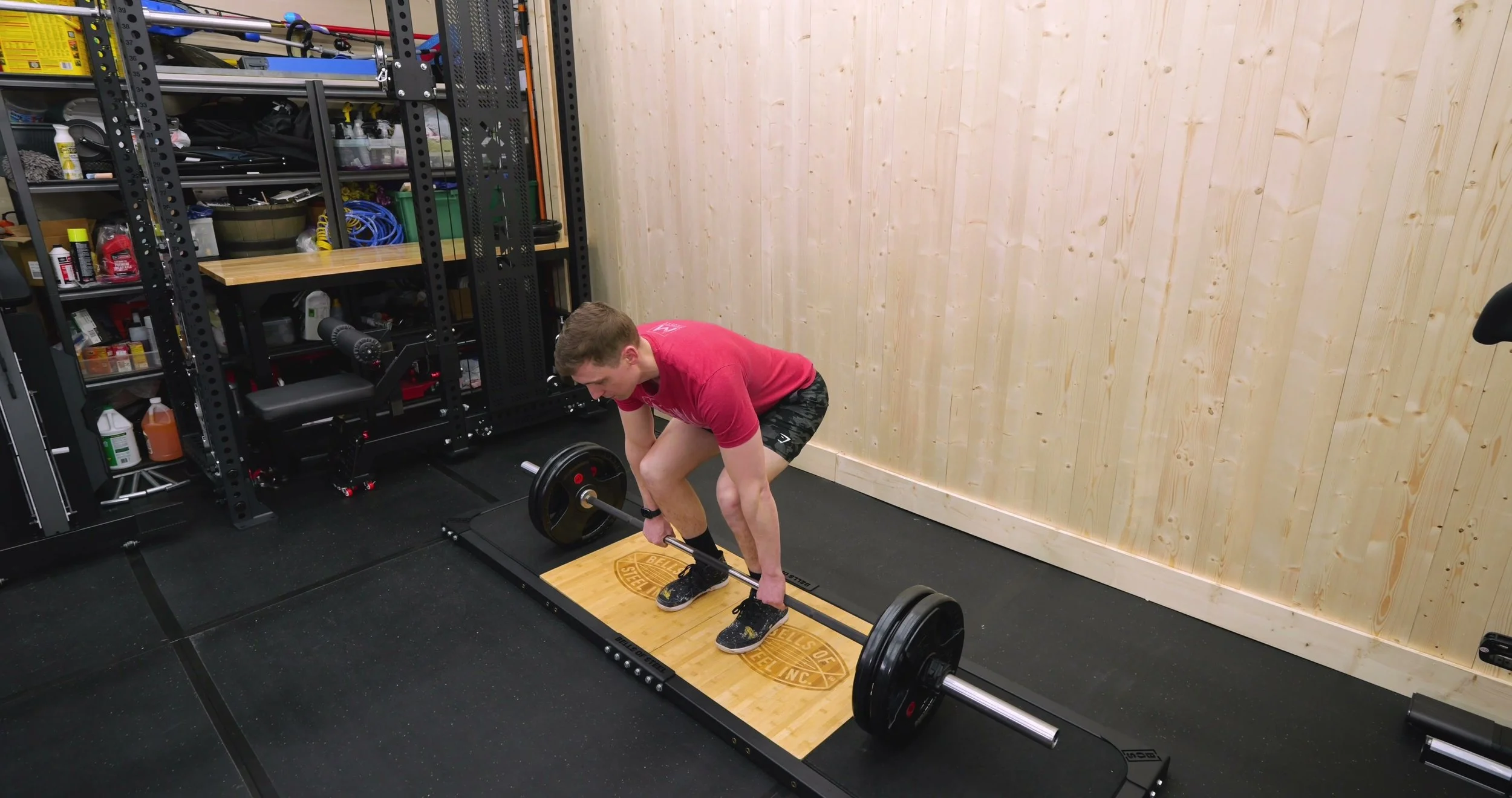barbell deadlift on bells of steel modular platform