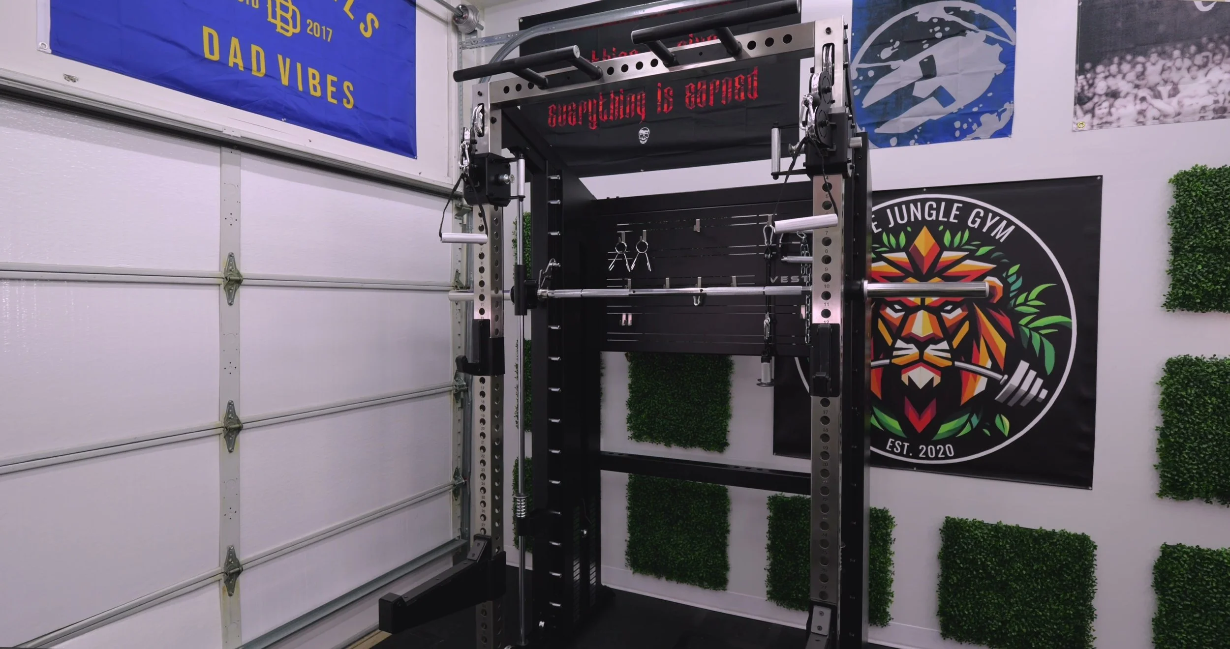 Smith machine rails and bar integrated into Vesta Pioneer Series rack
