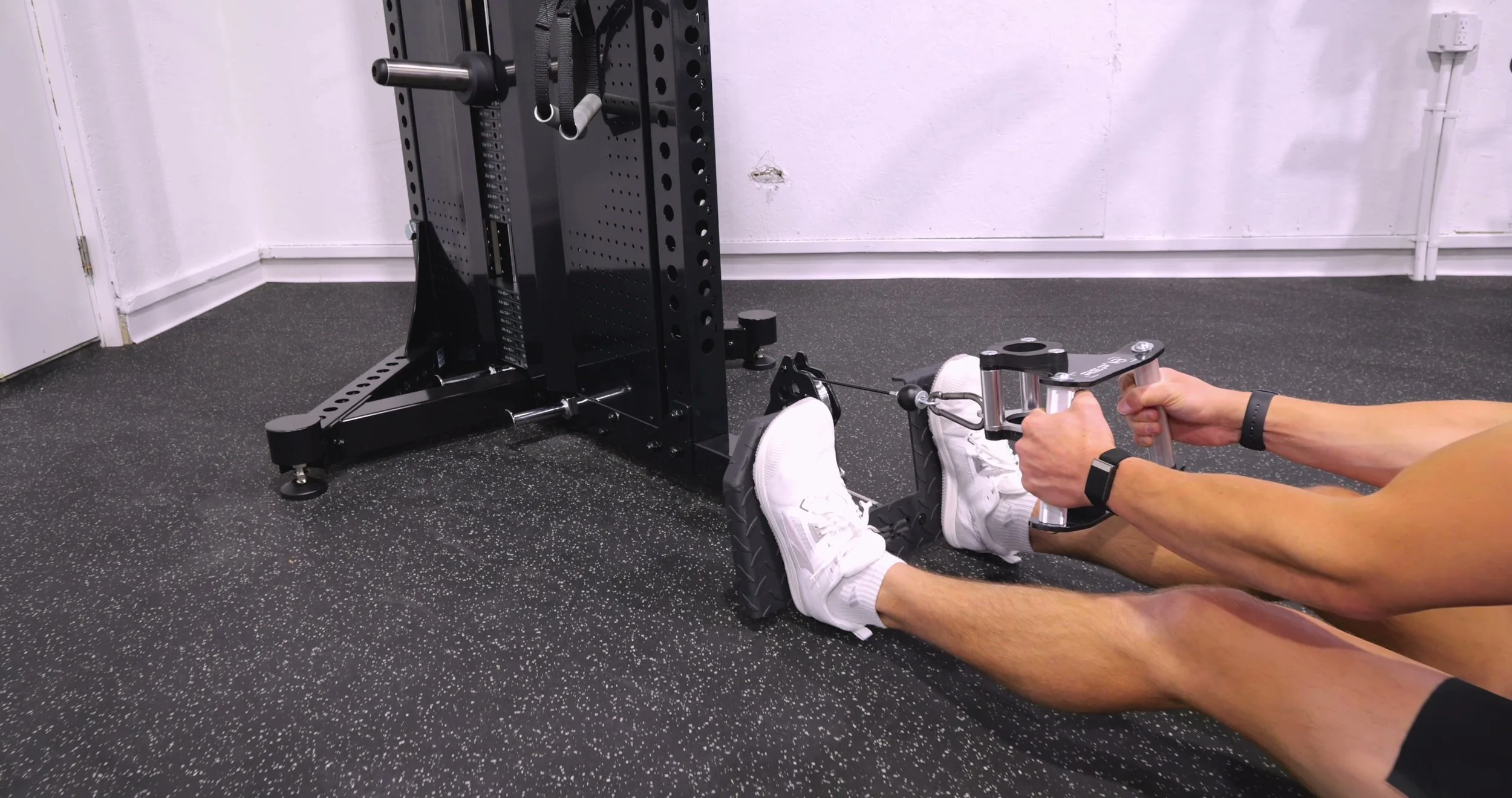 Low row setup with the adjustable footplate