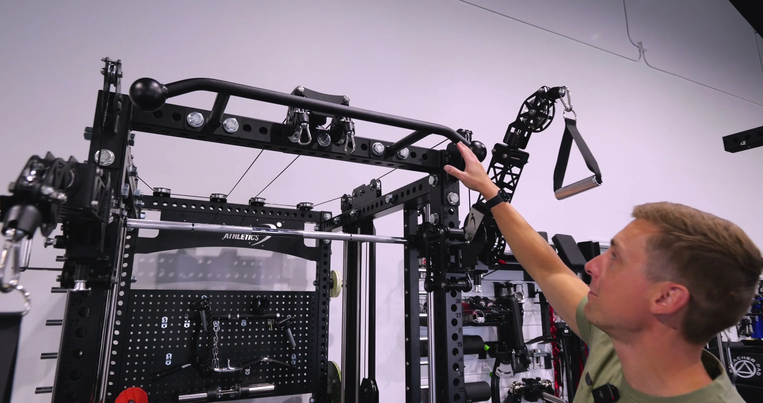 The multi-grip pull-up bar showing the curved angles and globo grips
