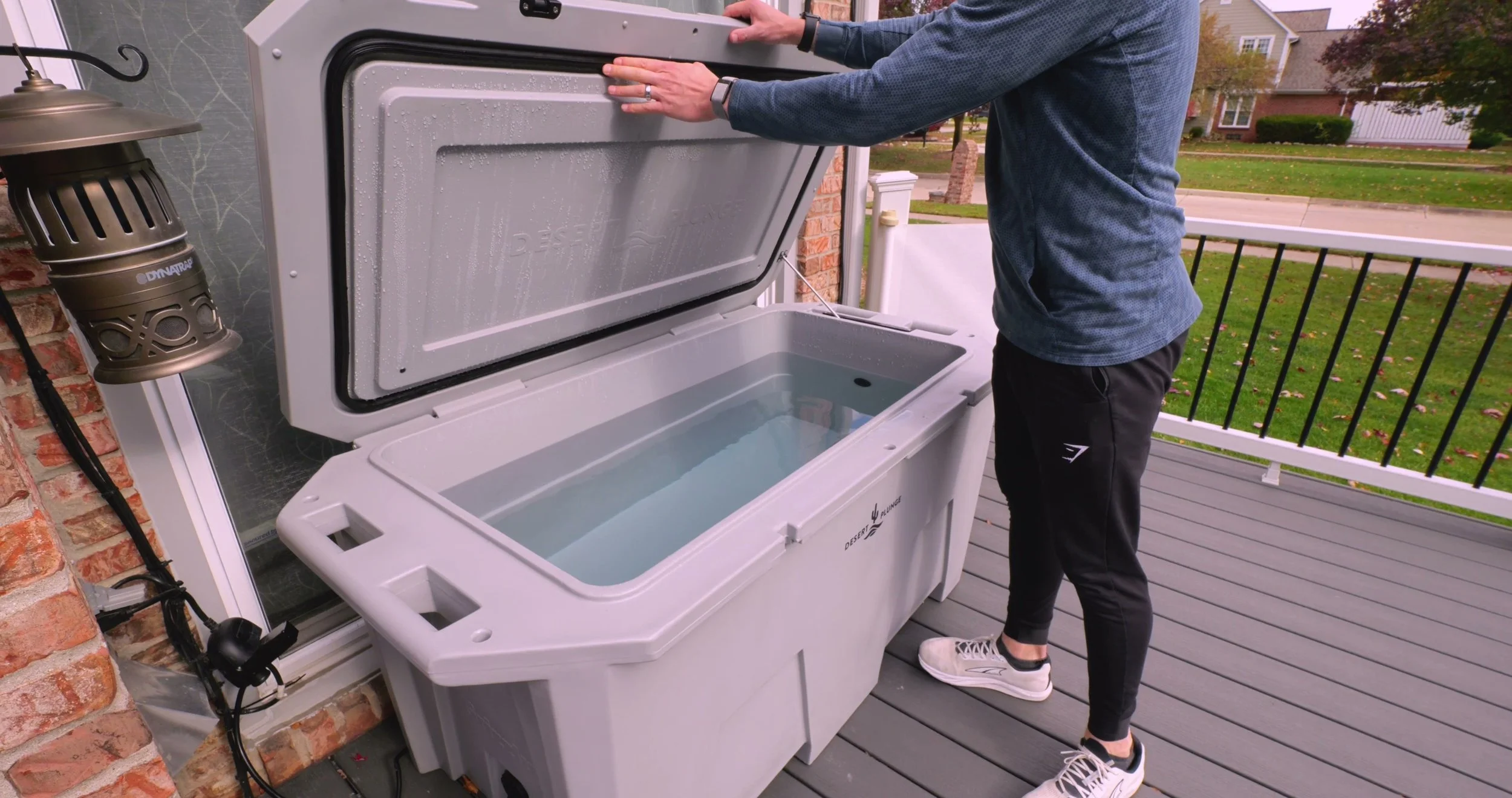 Close-up of Desert Plunge lid latches and rubber gasket seal