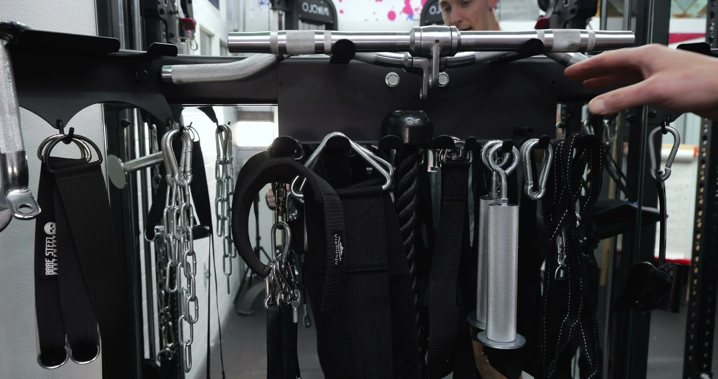 centr 3 functional trainer with built in attachment storage setup