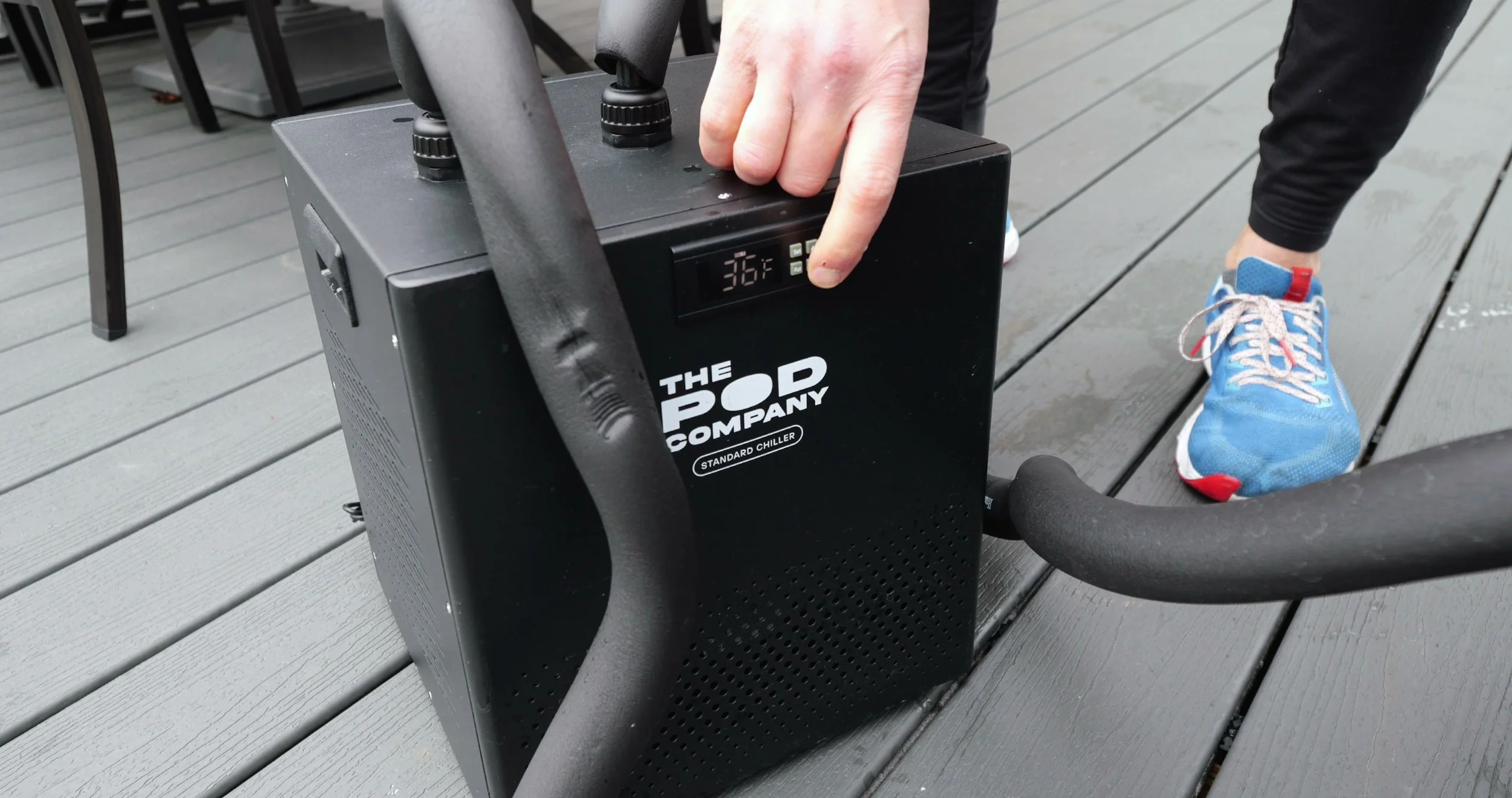pod company chiller connected to ice pod pro with hoses