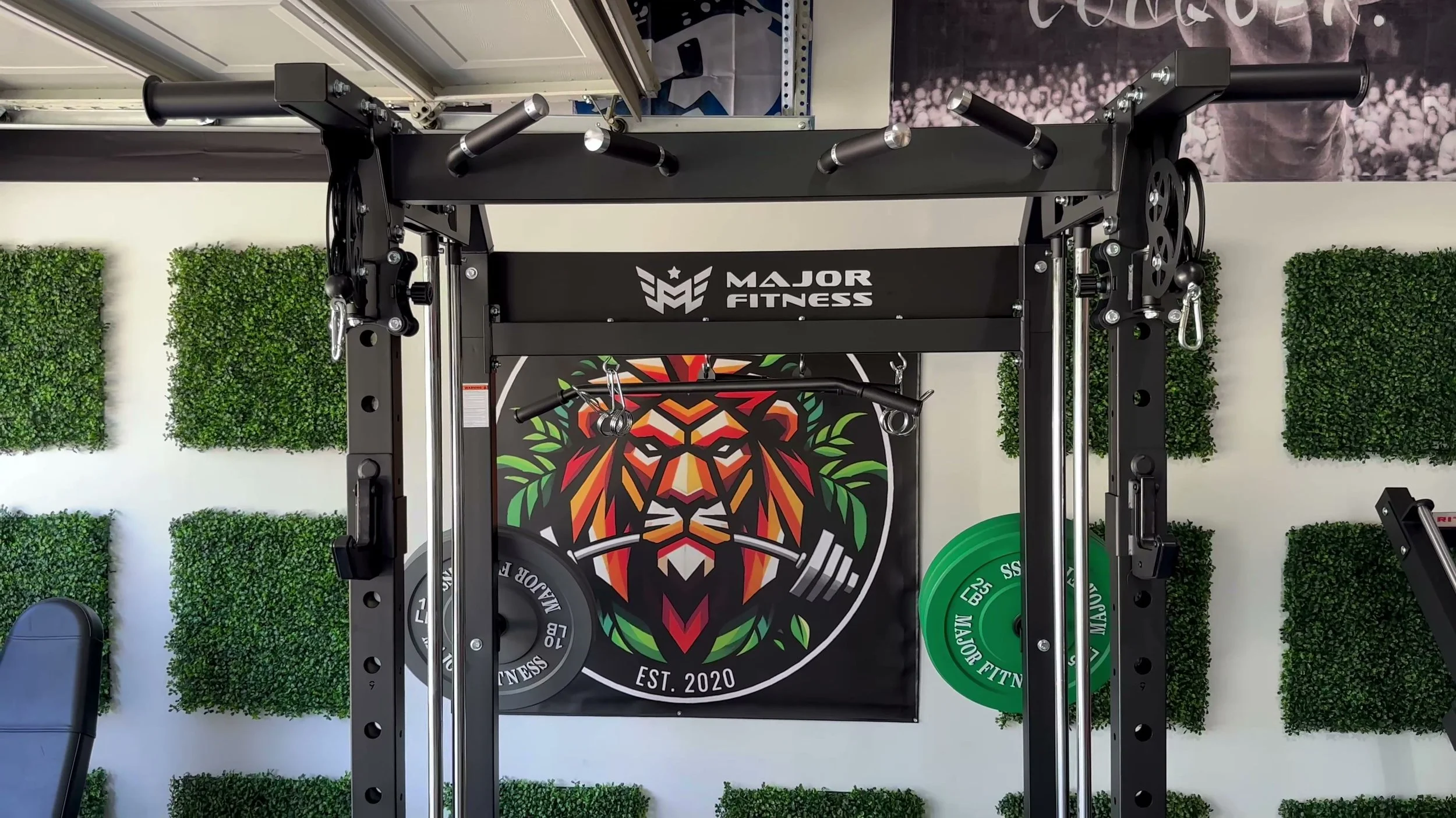 major fitness f22 power rack functional trainer set up in home gym