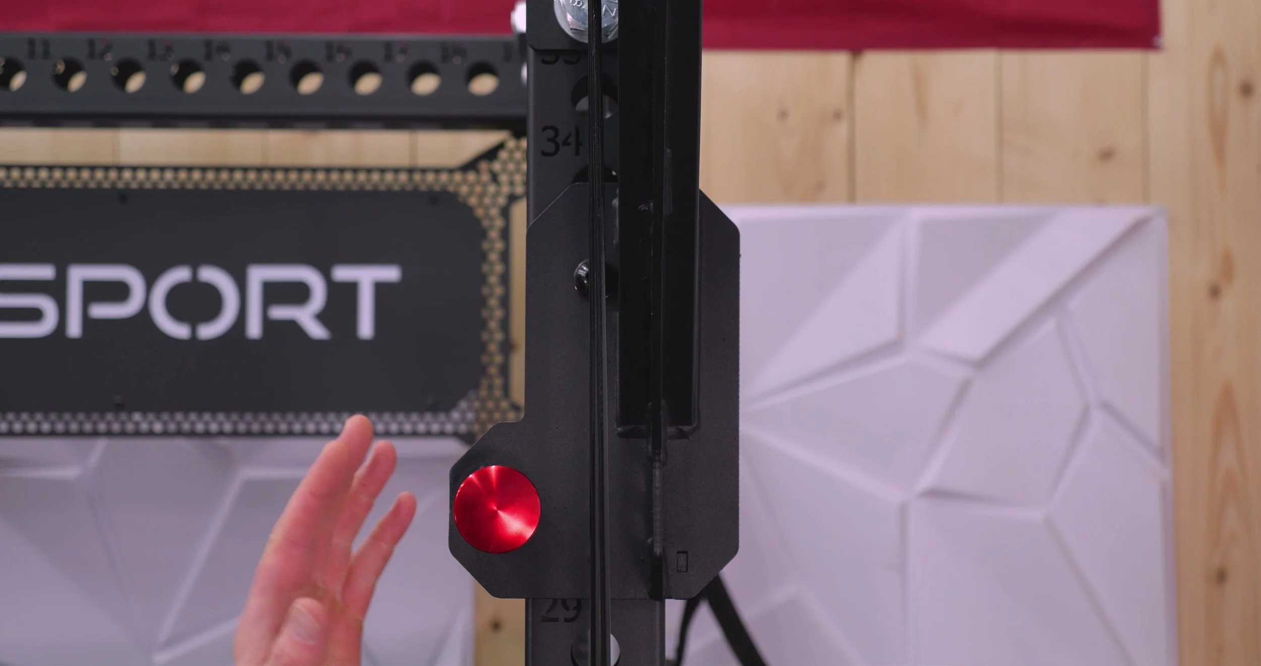 Cable routing and carabiner connection on Fringe Sport The Drew showing adjustable cable length