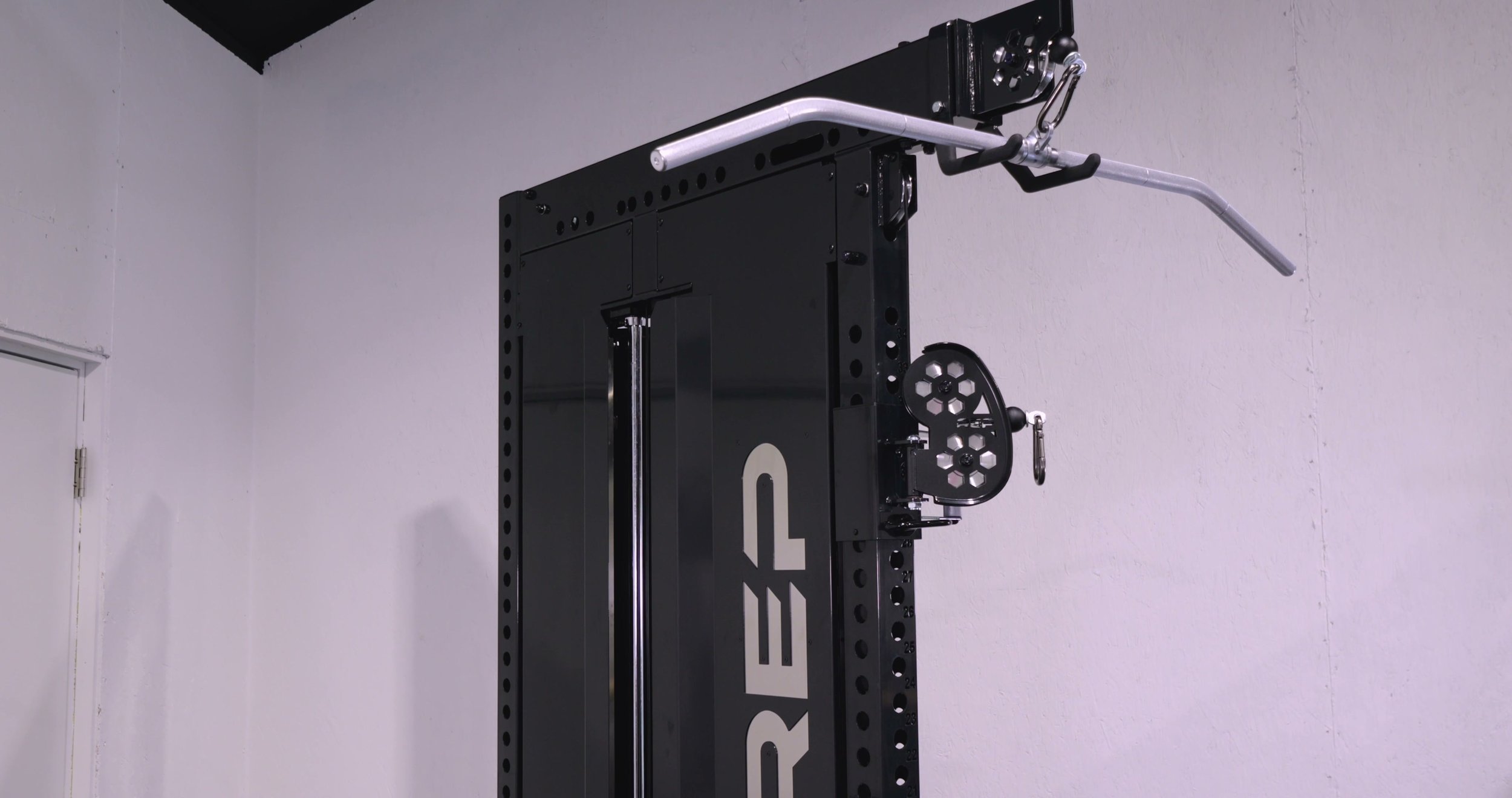 Close-up of the polished aluminum pulleys and cables
