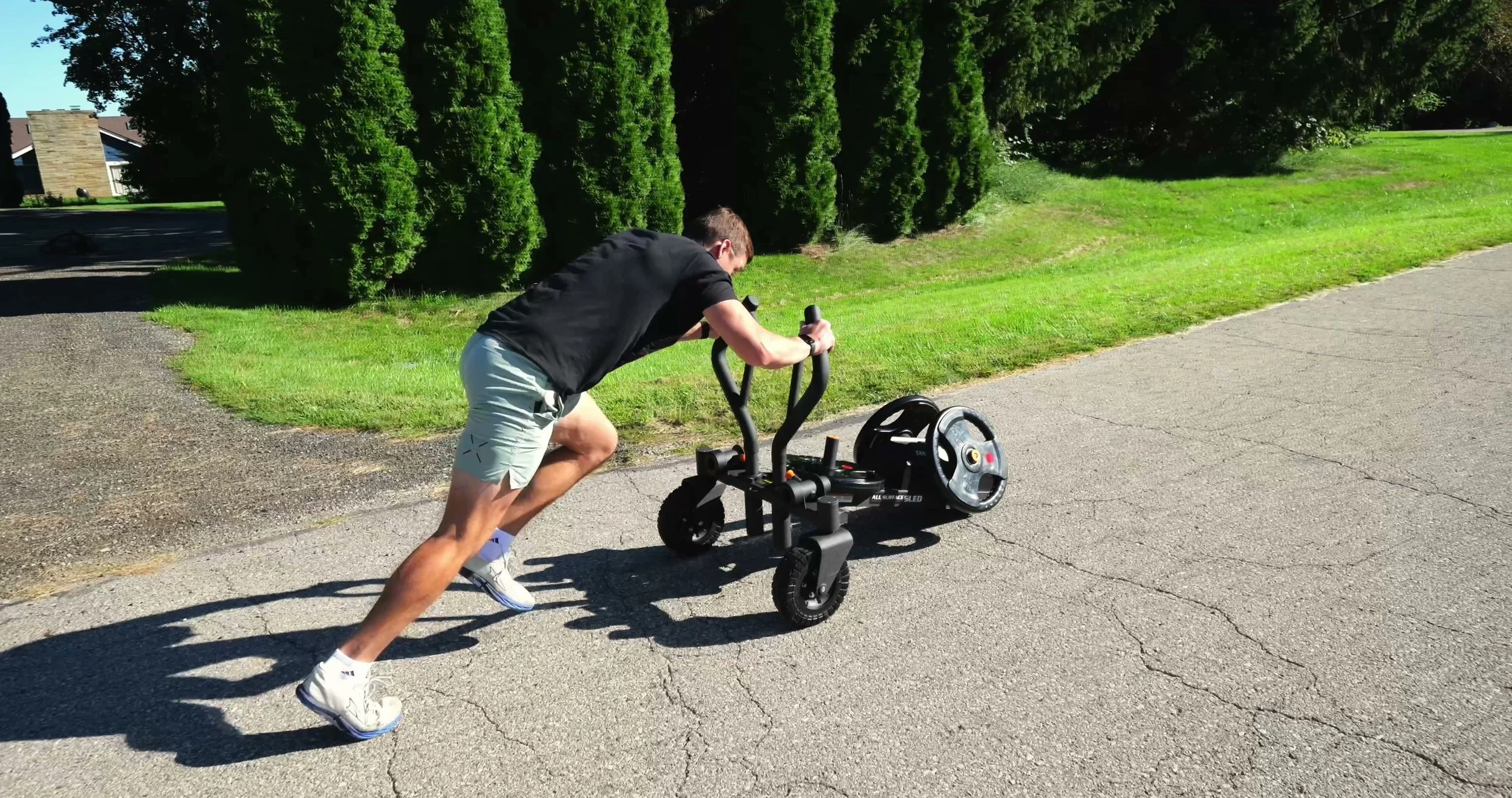 Torque TANK M1S magnetic-resistance sled set up outdoors for a push workout