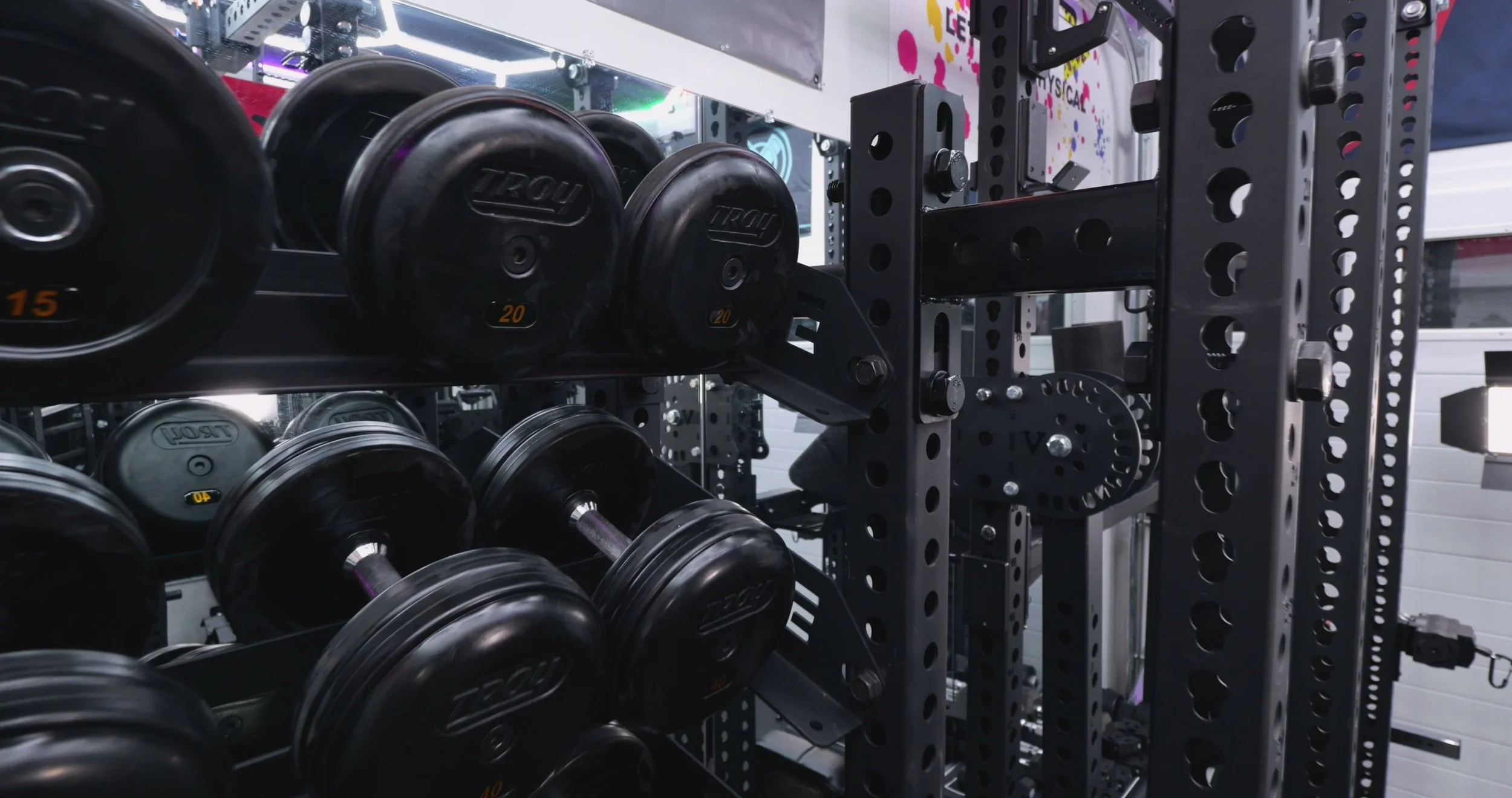 adjustable angled dumbbell shelf close up