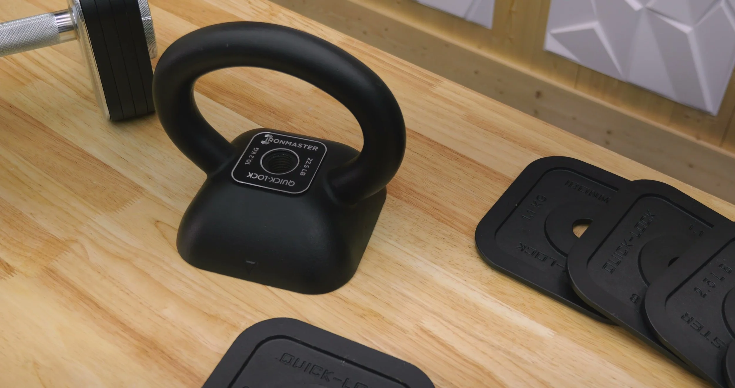 Ironmaster kettlebell handle using the same Quick-Lock plates system