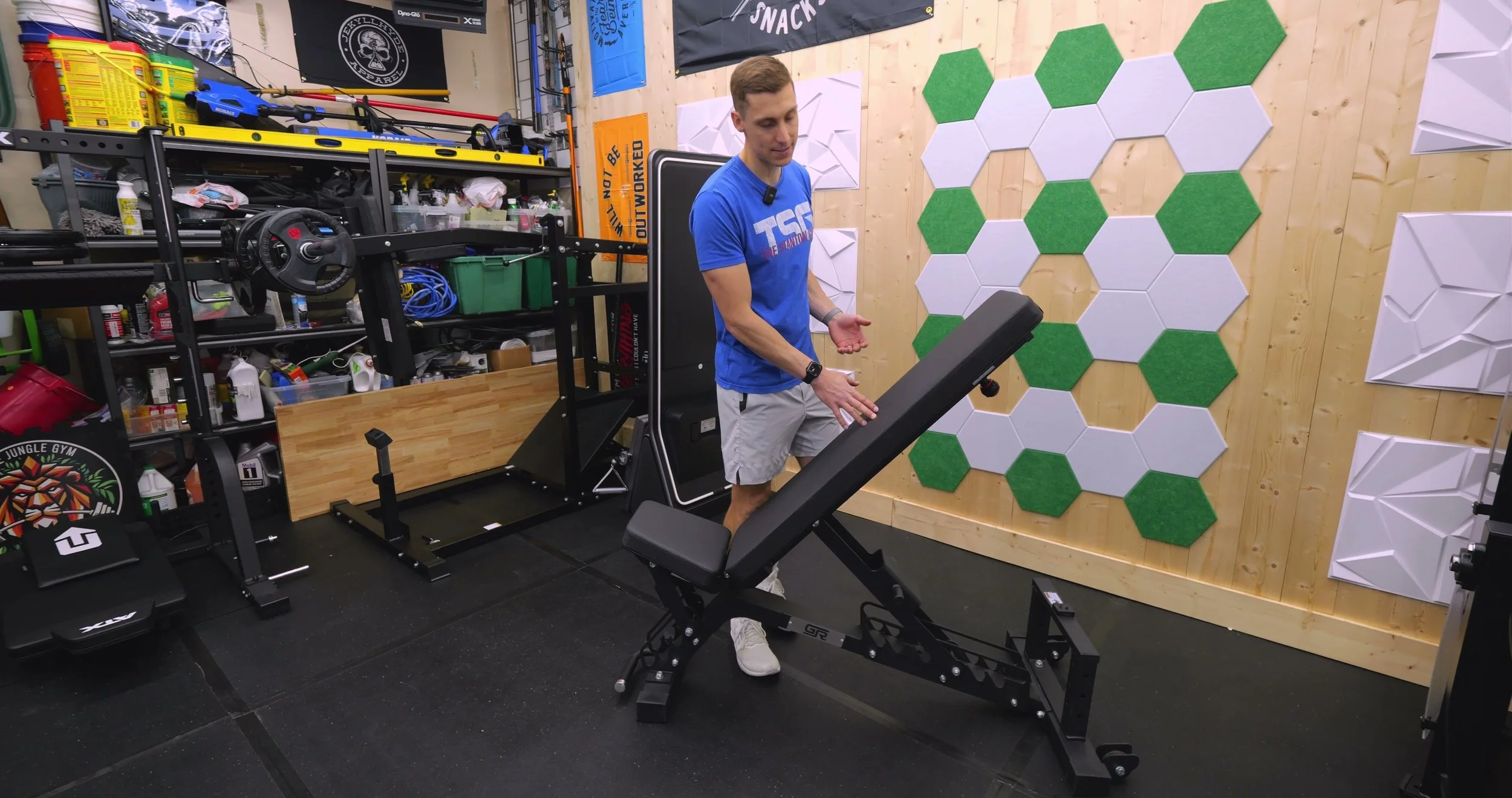 Ladder adjustment system on GetRX’d FID AB2 bench with back pad engaged